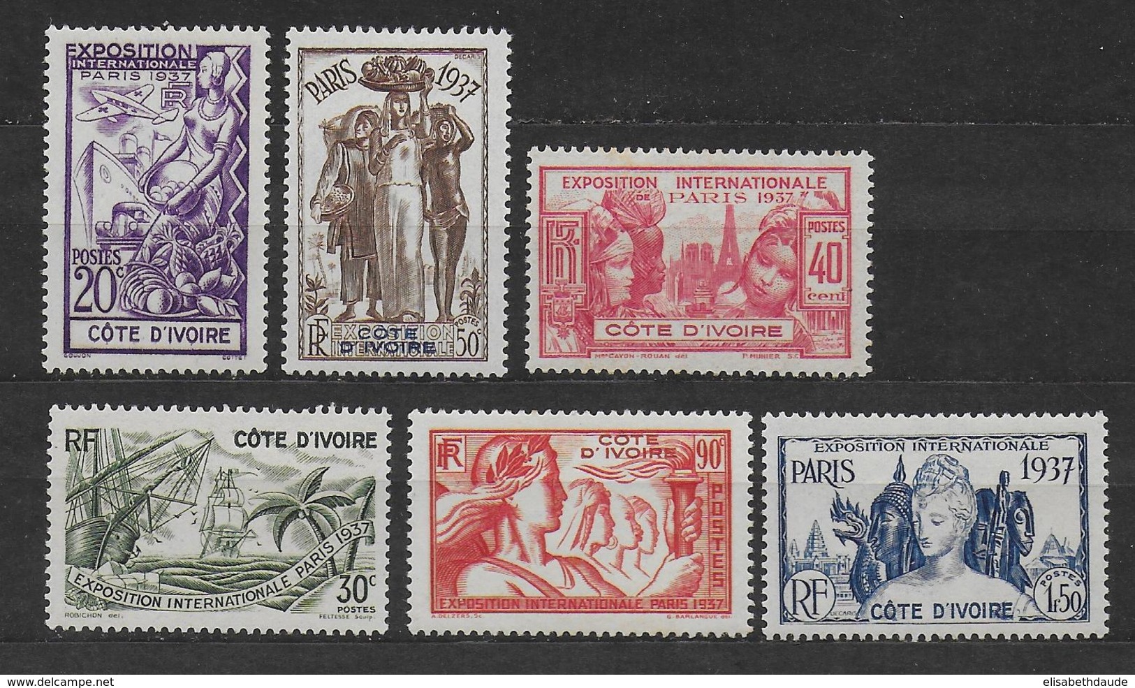 EXPO 37 - COTE D'IVOIRE - YVERT N°133/138 * CHARNIERE LEGERE - COTE = 17 EUROS - - Unused Stamps