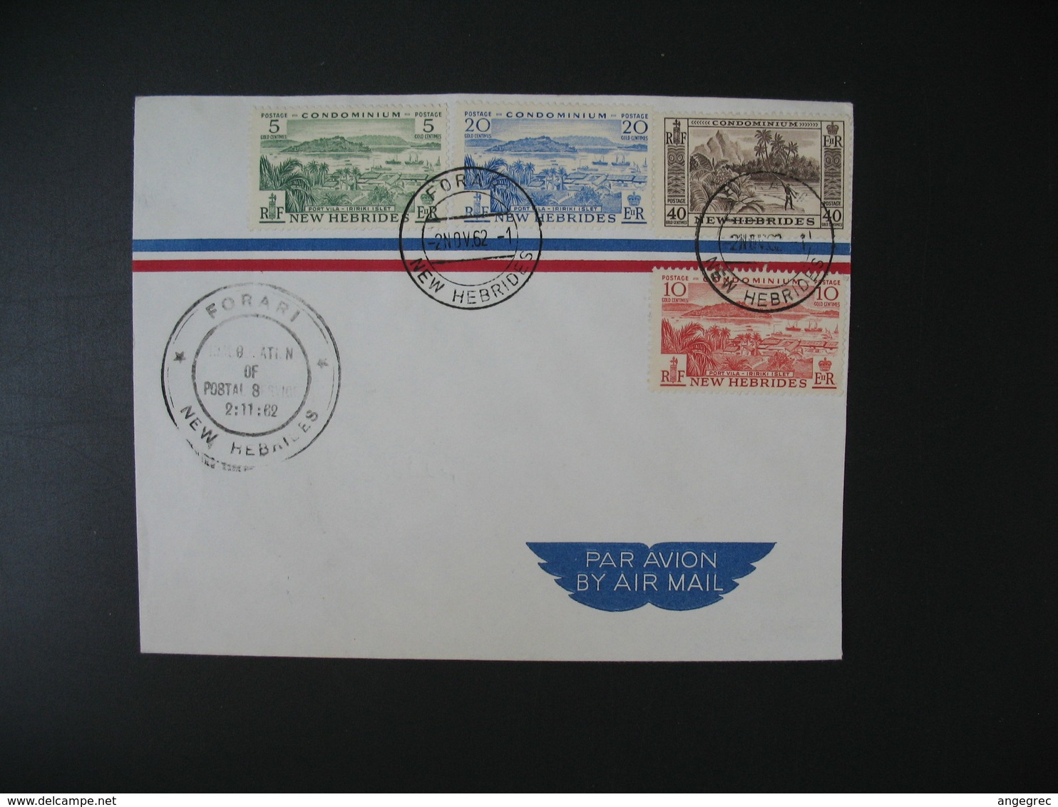 Lettre 1962   Légende Anglaise  New Hebrides Forari - Nouvelles-Hébrides  N° 175 à 178 - Cartas & Documentos