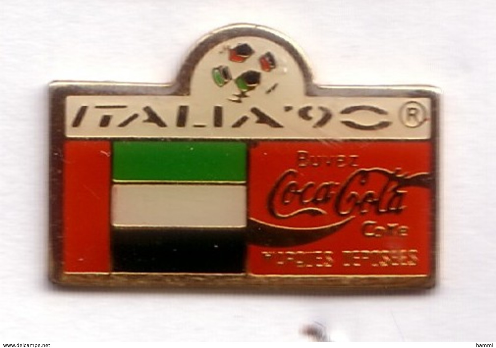 C279 Pin's Football Coupe Monde Italie Coke Drapeau Emirats Arabes Unis Achat Immédiat - Coca-Cola