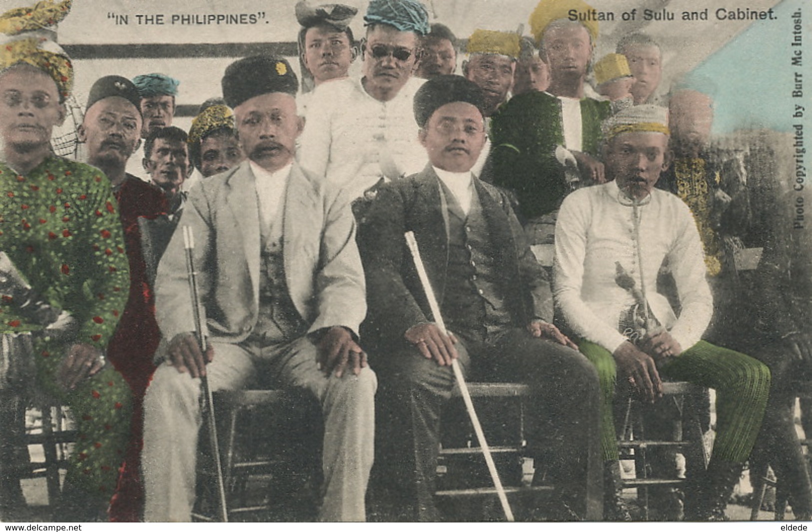 Sultan Of Sulu And Cabinet Hand Colored The Only Photograph Ever Made . Moros. Muslim - Philippines