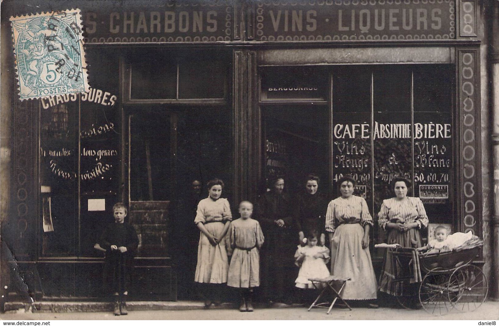 Carte Photo Commerce Devanture Bougnat Chaussures Charbons Vins Liqueurs - Bar, Alberghi, Ristoranti