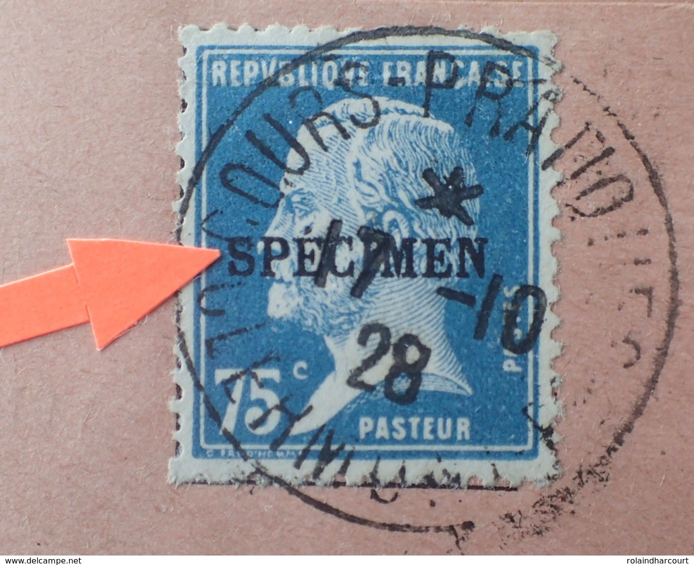 PP2990/77 - TYPE PASTEUR - N°177-CI1 Surchargé " SPECIMEN " Sur ✉️ Cachet " COURS PRATIQUES CLERMONT FD 17/10/1928 " - Specimen