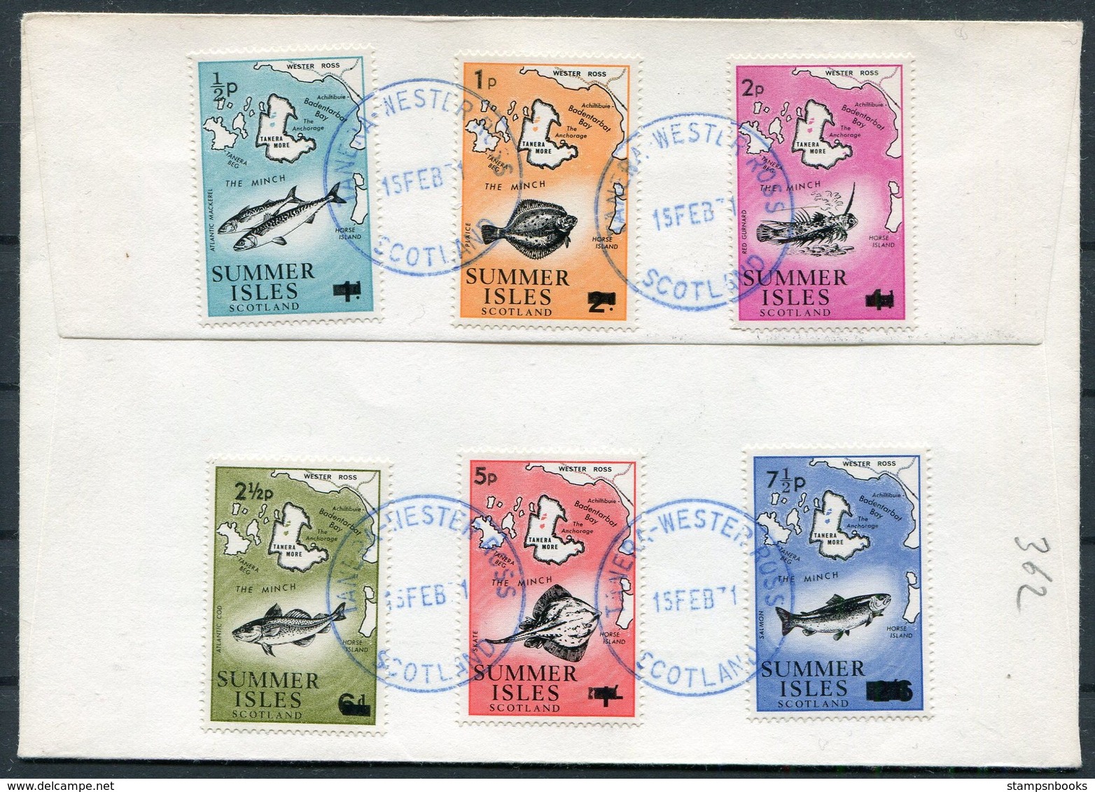1971 GB Scotland, Summer Isles Fish Map Overprints First Day Cover. Postal Strike - Local Issues
