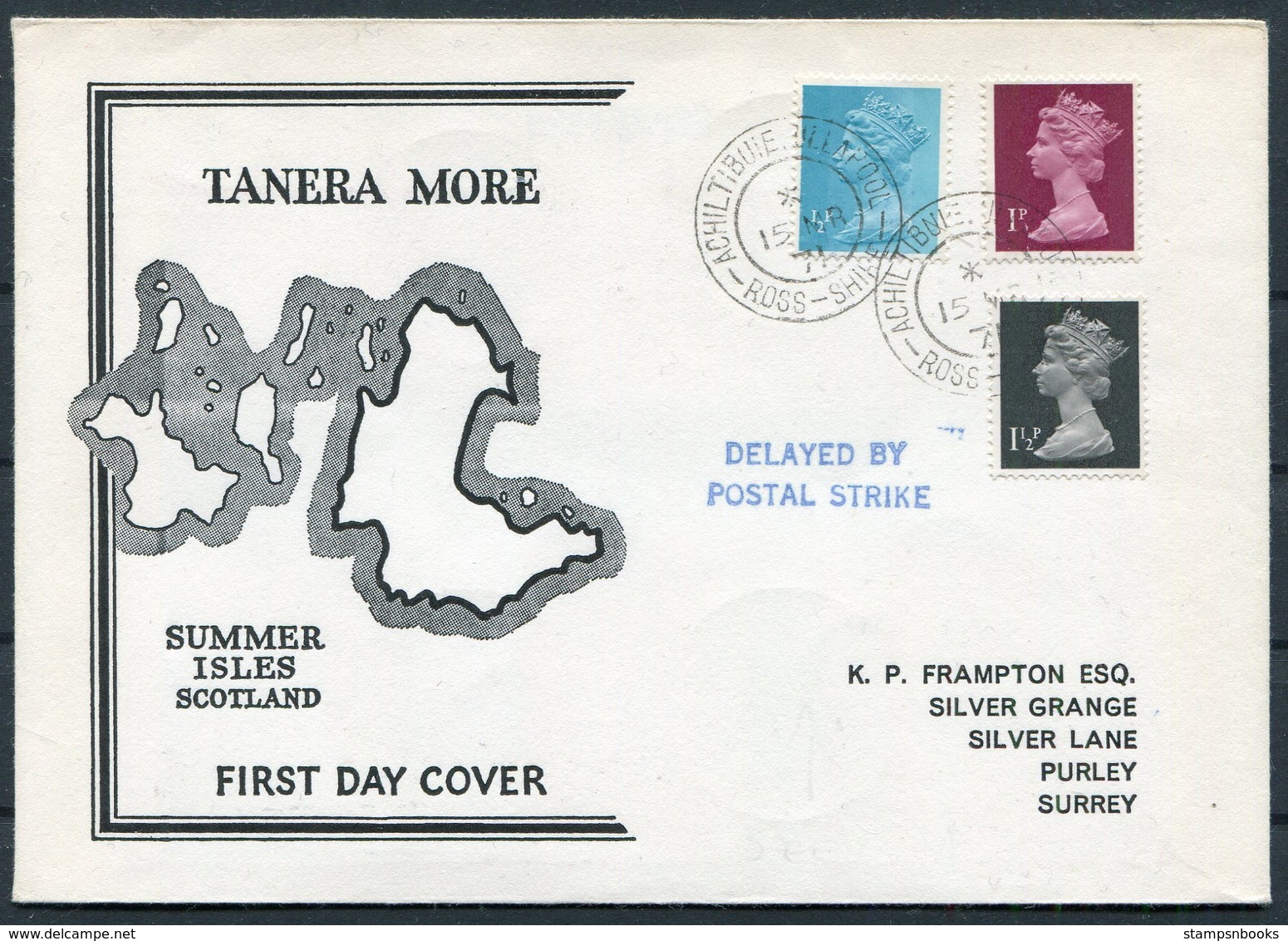 1971 GB Scotland, Summer Isles Fish Map Overprints First Day Cover. Postal Strike - Local Issues