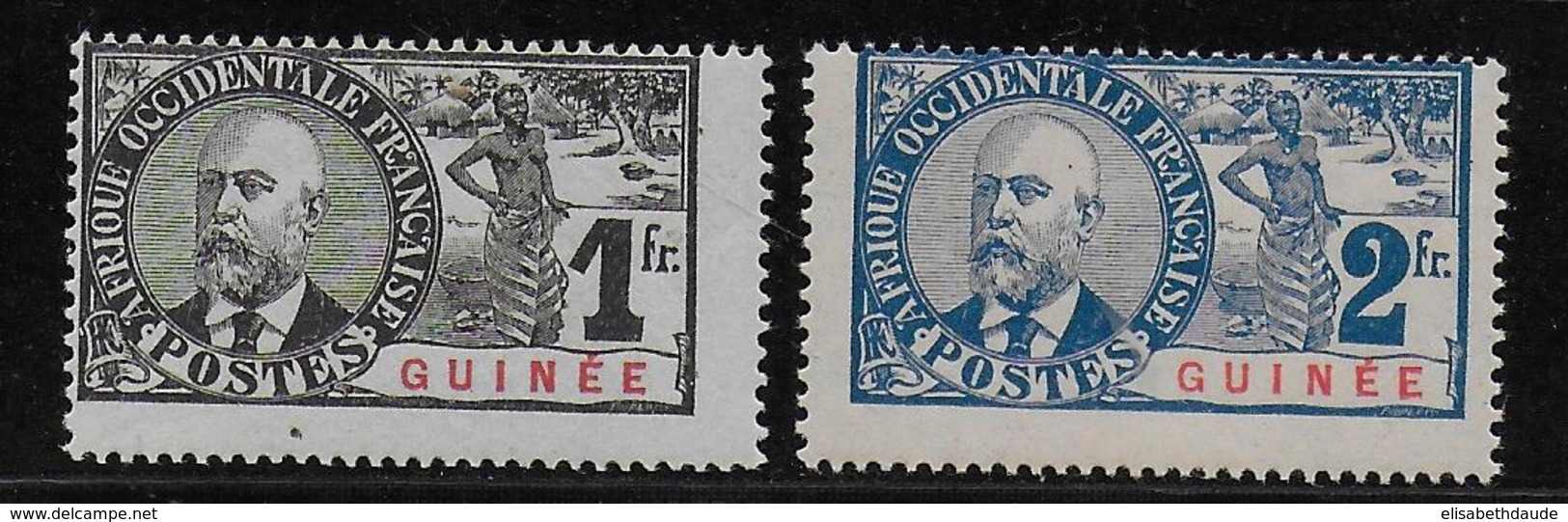 GRANDES SERIES COLONIALES - GUINEE - 1906 - BALLAY - YVERT N°45/46 * - COTE = 81 EUR - VARIETE DECENTRAGE - Unused Stamps