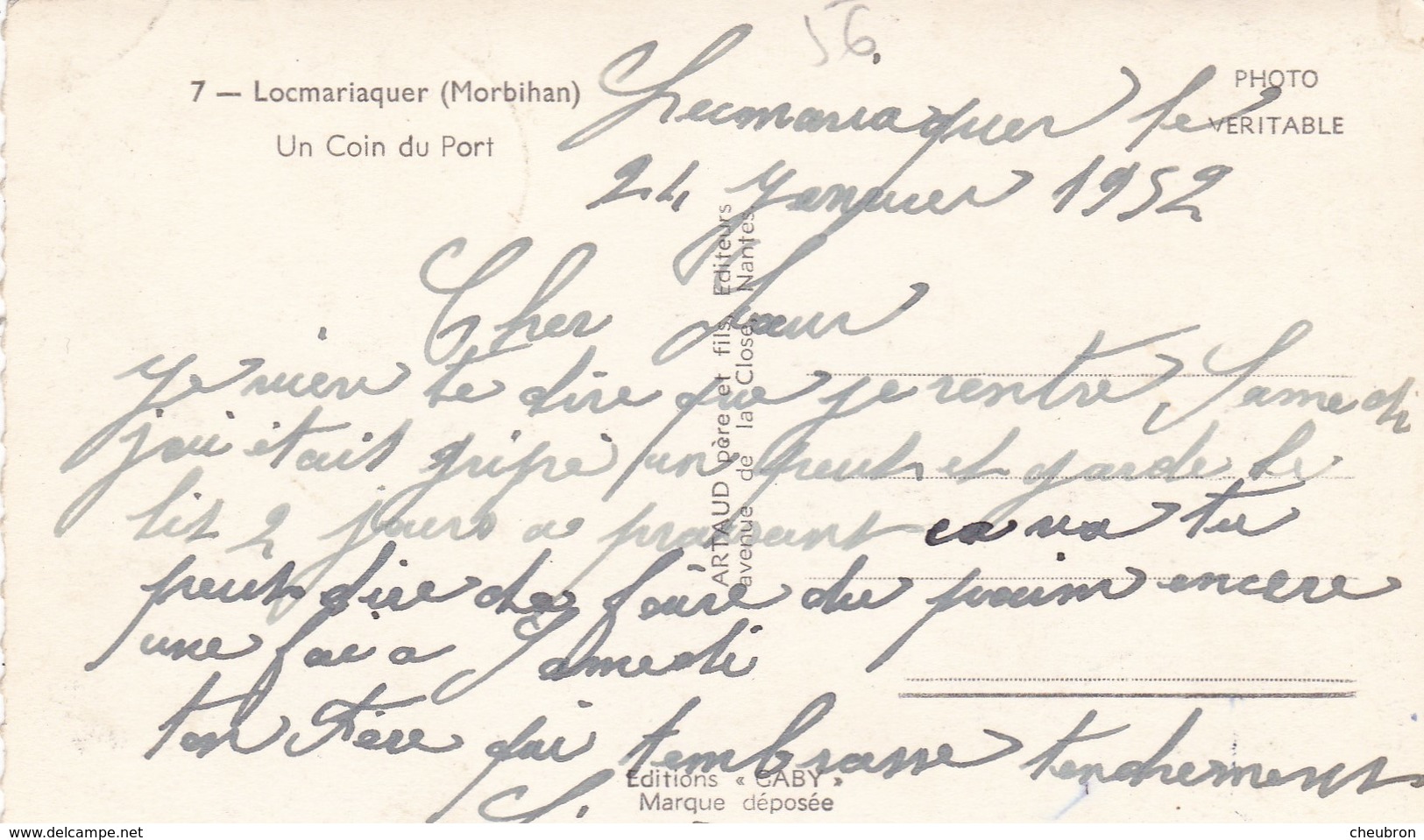 56. LOCMARIAQUER. . UN COIN DU PORT. + TEXTE ANNEE 1952. BORDS DENTELÉS - Locmariaquer