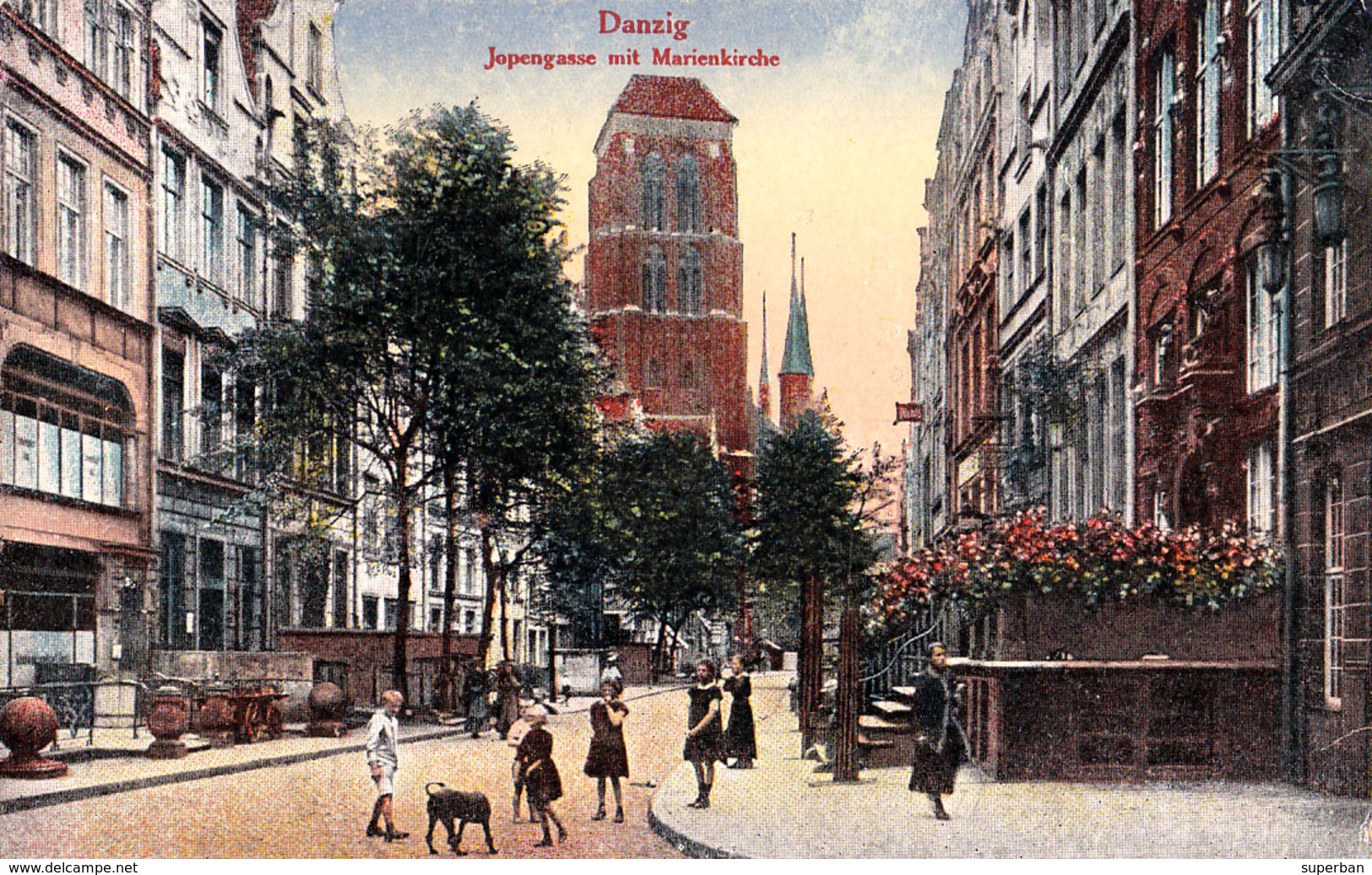 DANZIG [ GDANSK ] : JOPENGASSE Mit MARIENKIRCHE - ANNÉE / YEAR ~ 1920 (ae245) - Polen