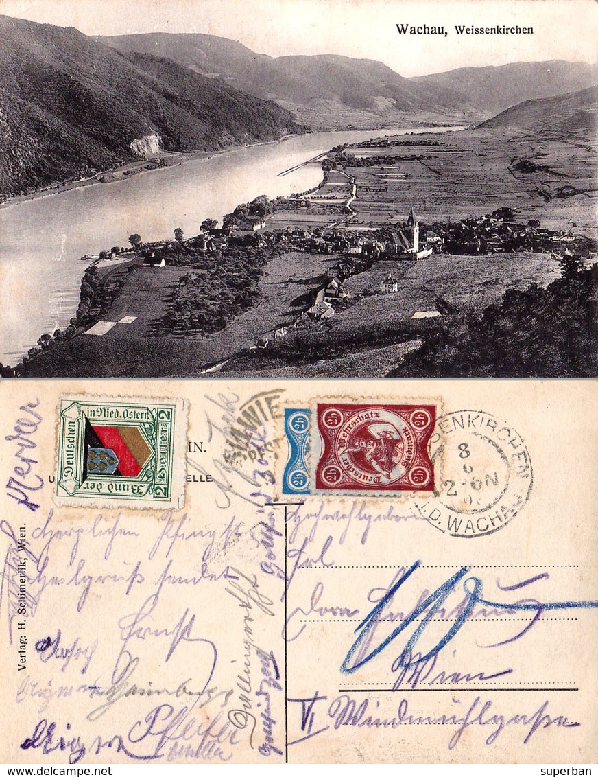 WACHAU : WEISSENKIRCHEN - ANNÉE / YEAR ~ 1905 - '910 - INTERESTING FRANKING ! / AFFRANCHISSEMENT INTÉRESSANT ! (ae247) - Wachau