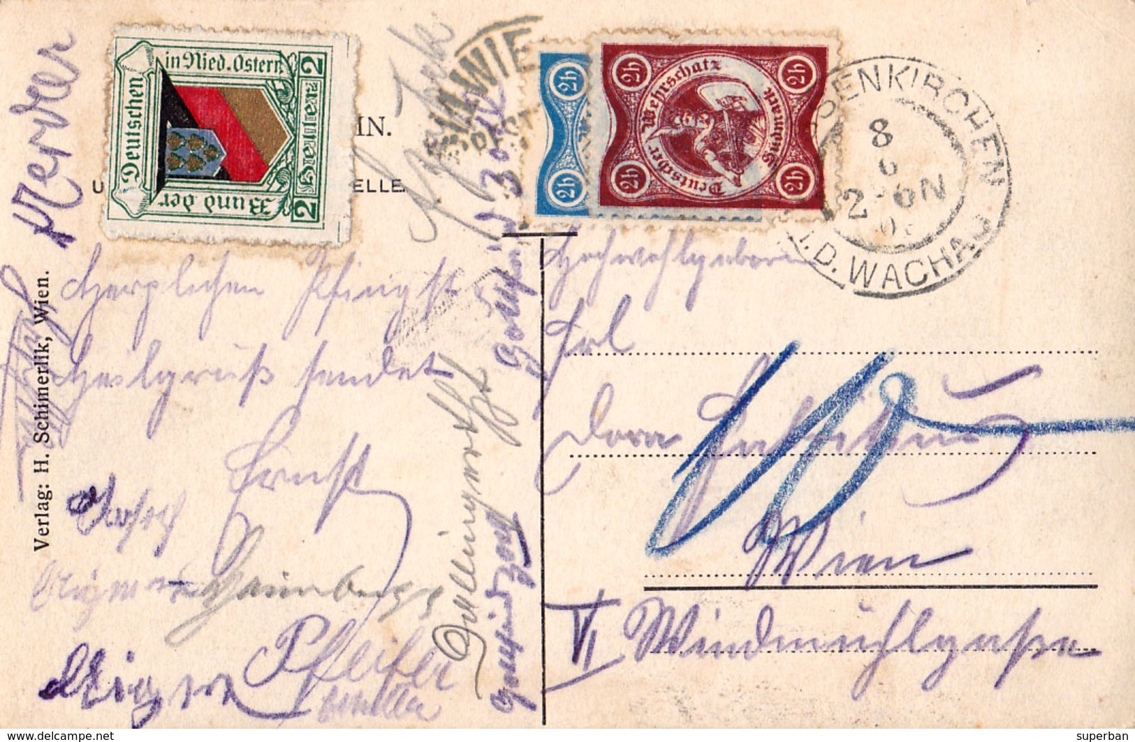 WACHAU : WEISSENKIRCHEN - ANNÉE / YEAR ~ 1905 - '910 - INTERESTING FRANKING ! / AFFRANCHISSEMENT INTÉRESSANT ! (ae247) - Wachau