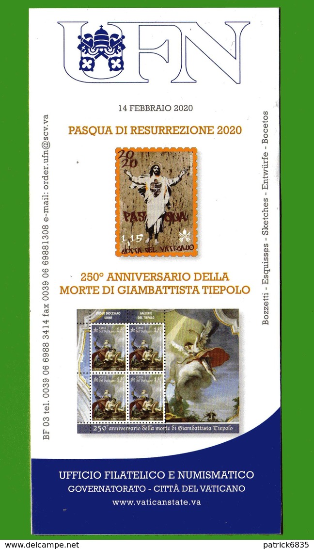 Vaticano - 2020 - Bollettino. Ufficiale. PASQUA -  TIEPOLO.  14/02/2020. - Lettres & Documents