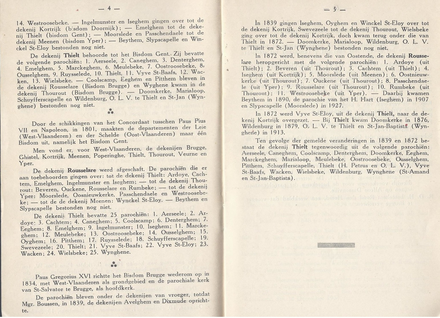 ALGEMEENE LIJST DER PASTOORS VAN 1802 TOT 1930 DEKENIJEN ROESELARE EN TIELT LESCOUHIER ALLE PAROCHIES ZIE SCAN 2 - Antique