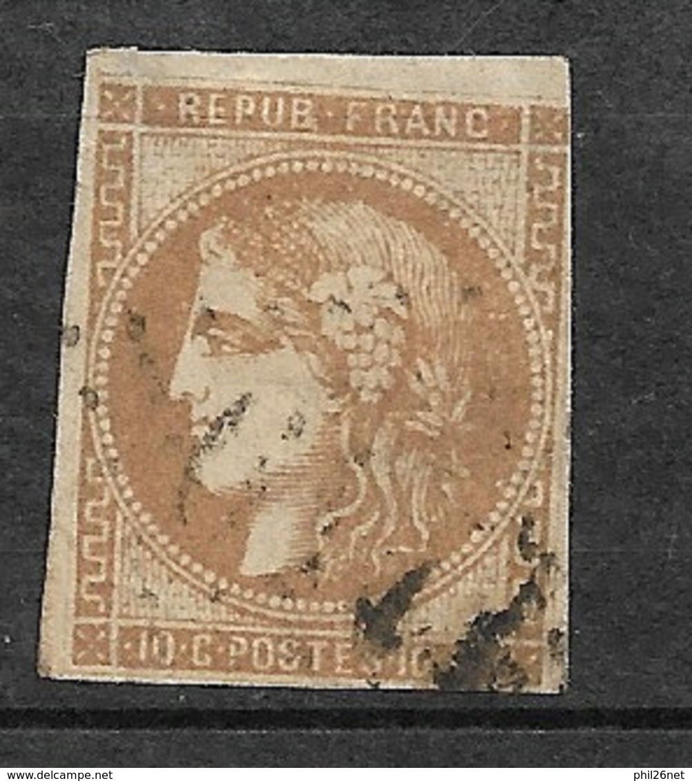 France N° 43Bd  Bistre Brun Oblitéré AB Aspect TB  ...  - 1870 Emission De Bordeaux