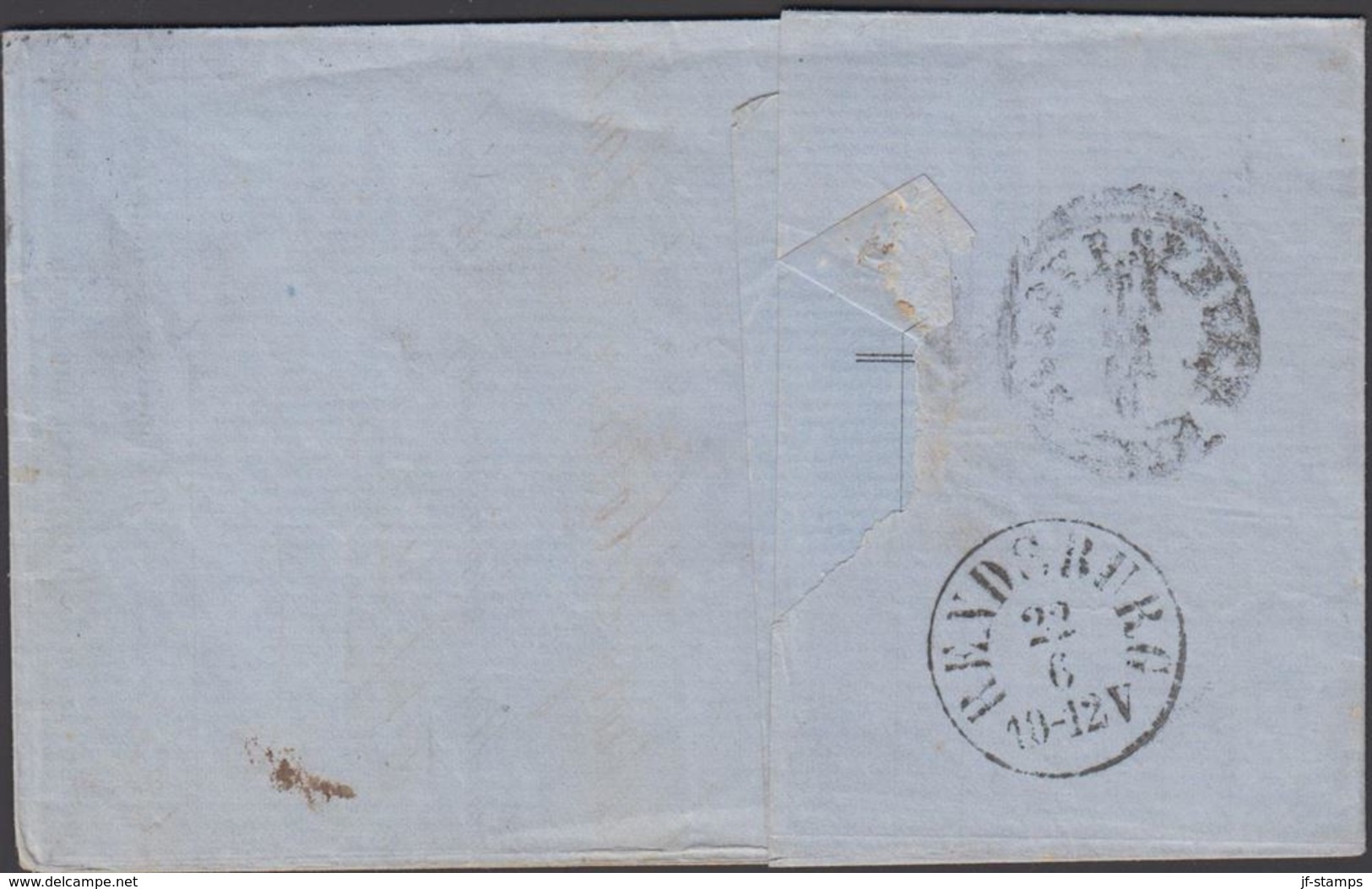 1862. 2 + KDOPA HAMBURG 21 6 To RENDSBURG.  4 S KGL POST FRIM. RENDSBURG 22 6 () - JF321183 - Lettres & Documents