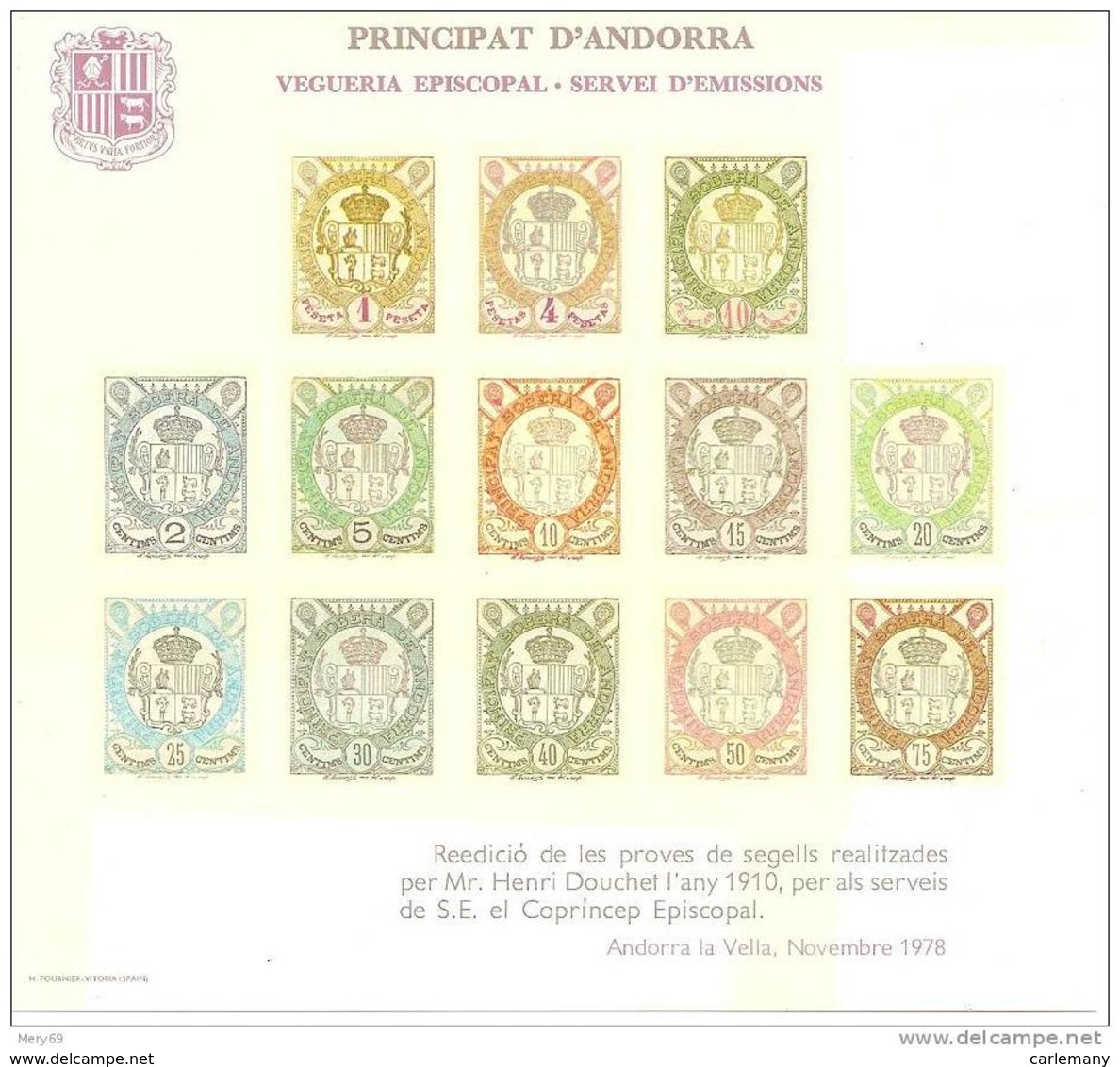 Doc. Andorra  (Andorre)  Essai Timbres H.Douchet 1910-1978 - Episcopal Viguerie