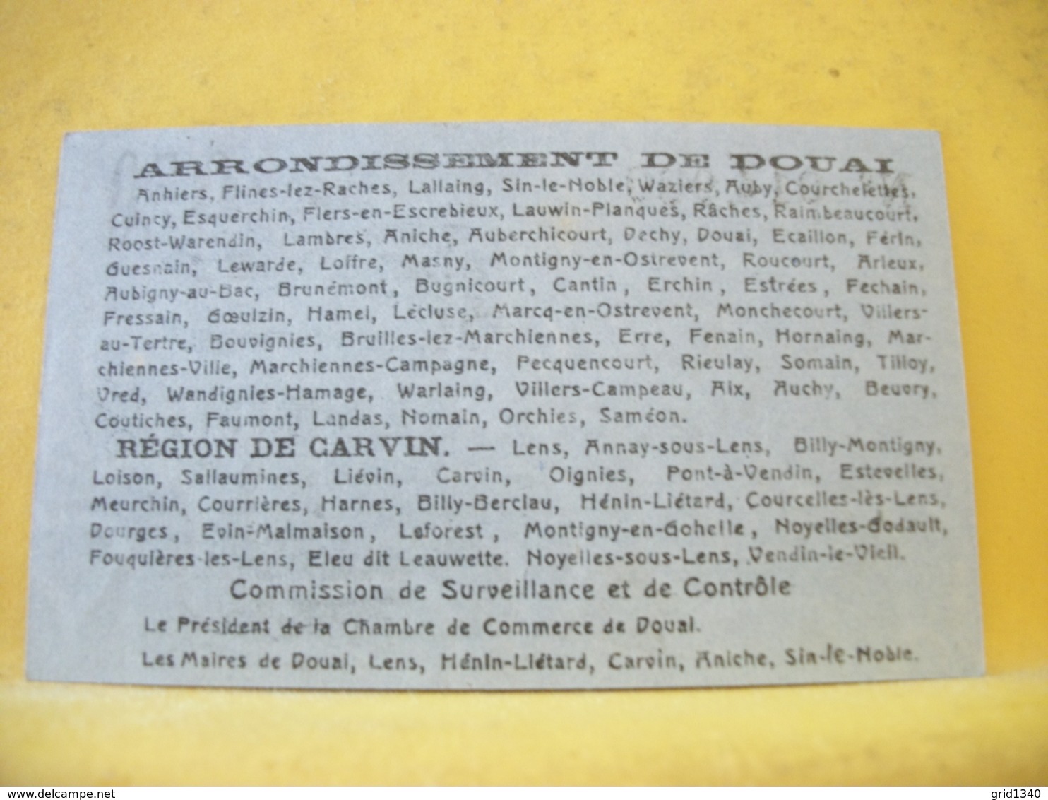 A2501/2499/2497/2495 LOT DE 4 BILLETS SUR BONS COMMUNAUX DE DOUAI ET CARVIN 25 C, 50 C, 1 F ET 2 F - Buoni & Necessità