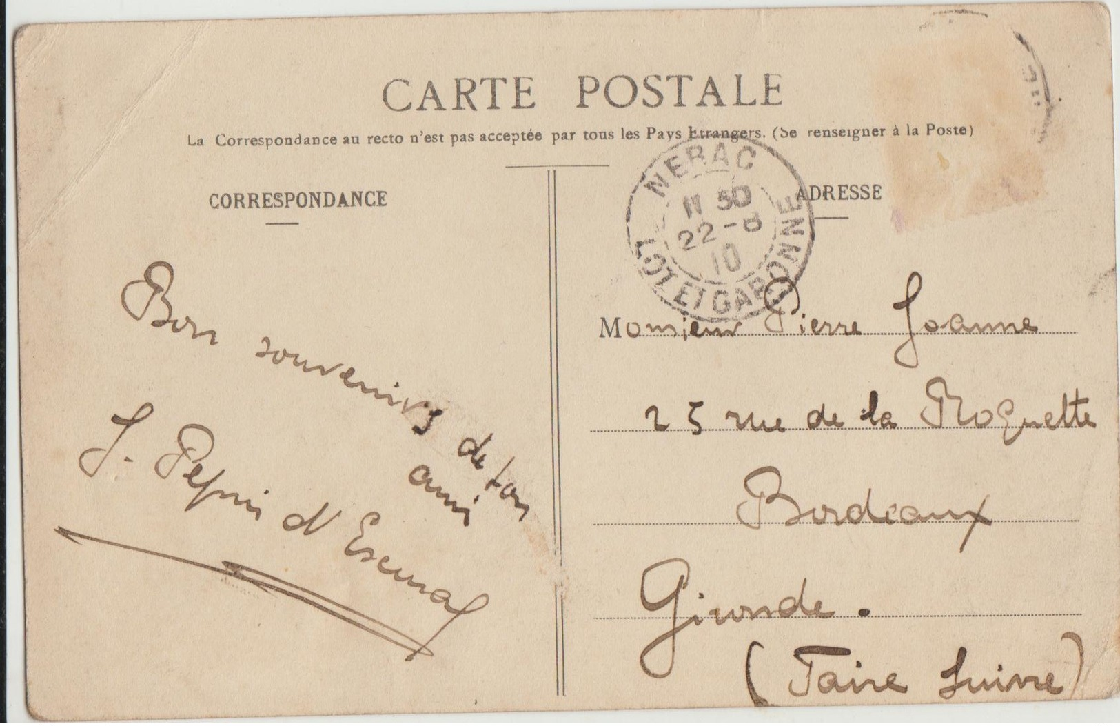 Cpa ( 47 Lot-et-garonne) Chateau De Casteron Près Moncrabeau 1910 - Autres & Non Classés