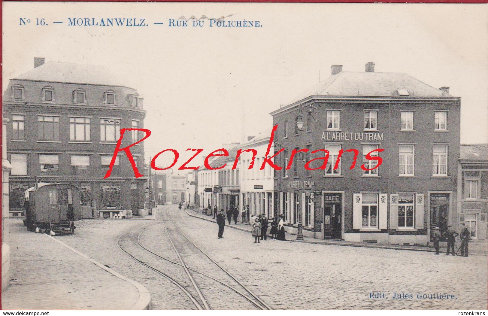 Morlanwelz Rue Du Polichene CPA RARE Animee Hainaut Henegouwen (En Très Bon état) - Morlanwelz