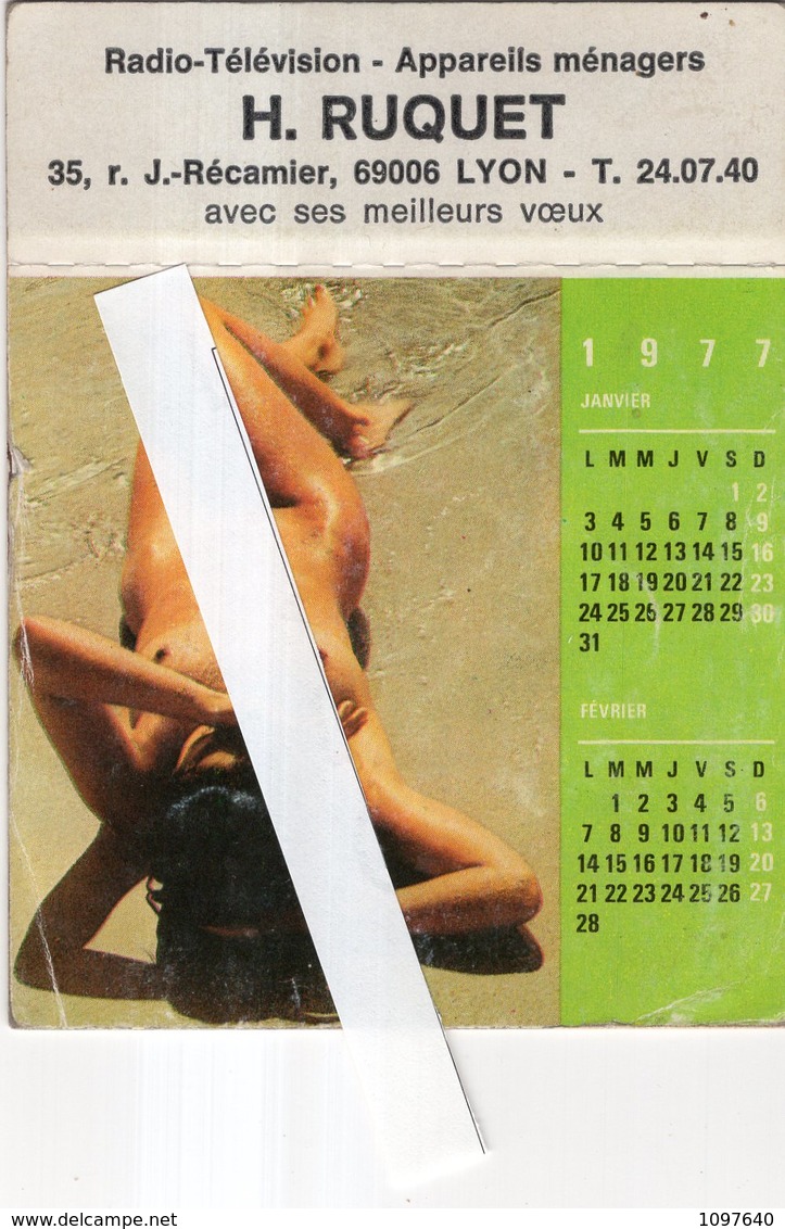 Calendrier Publicitaire 11.5 X 8.5 De 1977 : Appareils Ménagers, Radio, Télévision . Femmes Nues Six Photos - Petit Format : 1971-80