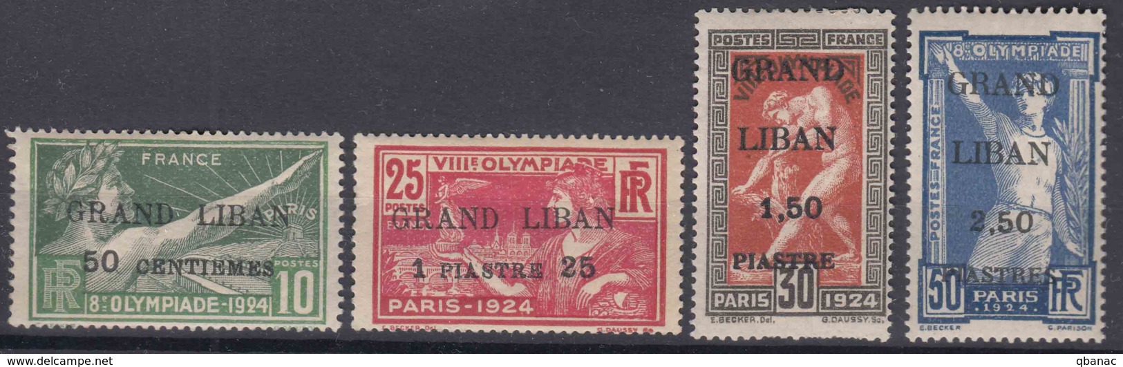 Grand Liban, Great Lebanon 1924 Olympic Games Yvert#18-21 Mint Hinged - Neufs