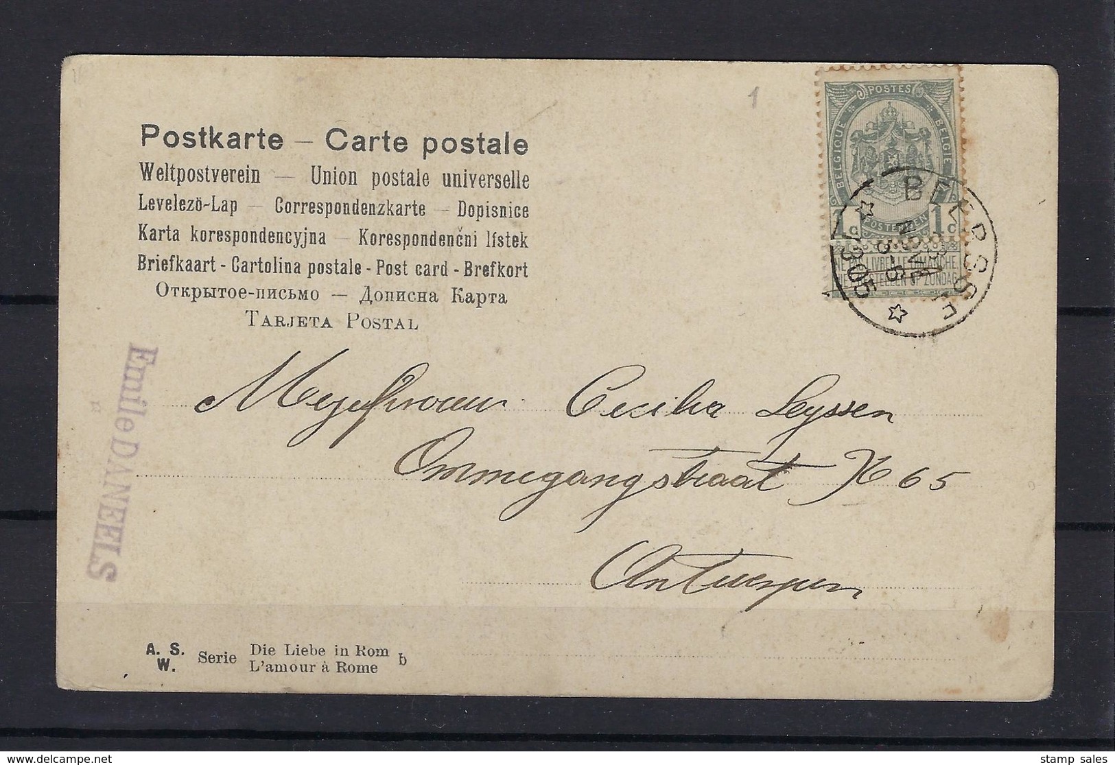 N°53 (ntz) GESTEMPELD *Beerse 1905* OP POSTKAART COBA € 12,00 - 1893-1907 Armoiries