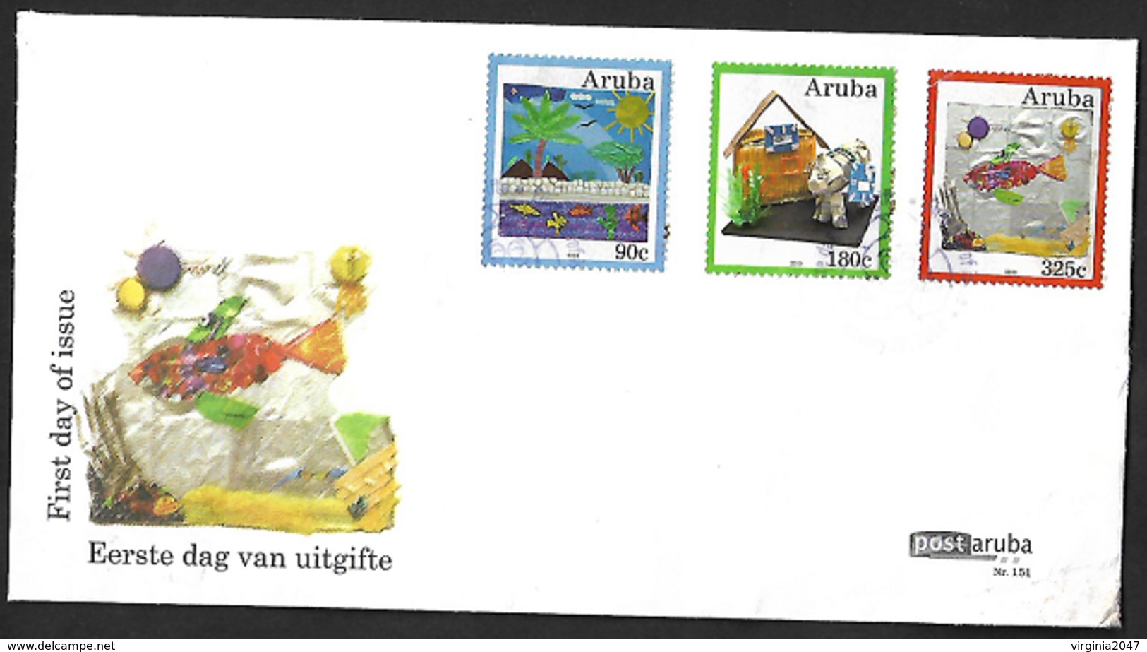 Sobre FDC ARUBA Collage Infantil Peces - Other & Unclassified