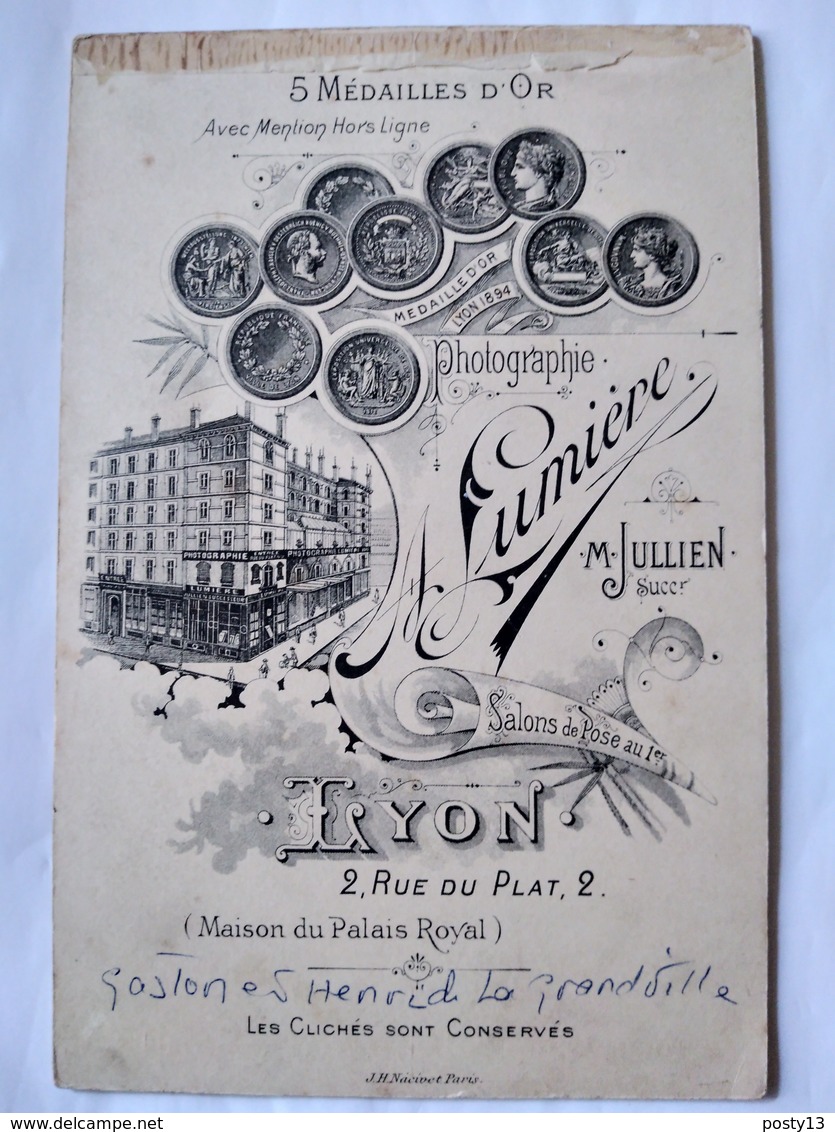 CDV Format CABINET - Photo De Antoine LUMIÈRE - Deux Frères - LYON - TBE - Ancianas (antes De 1900)