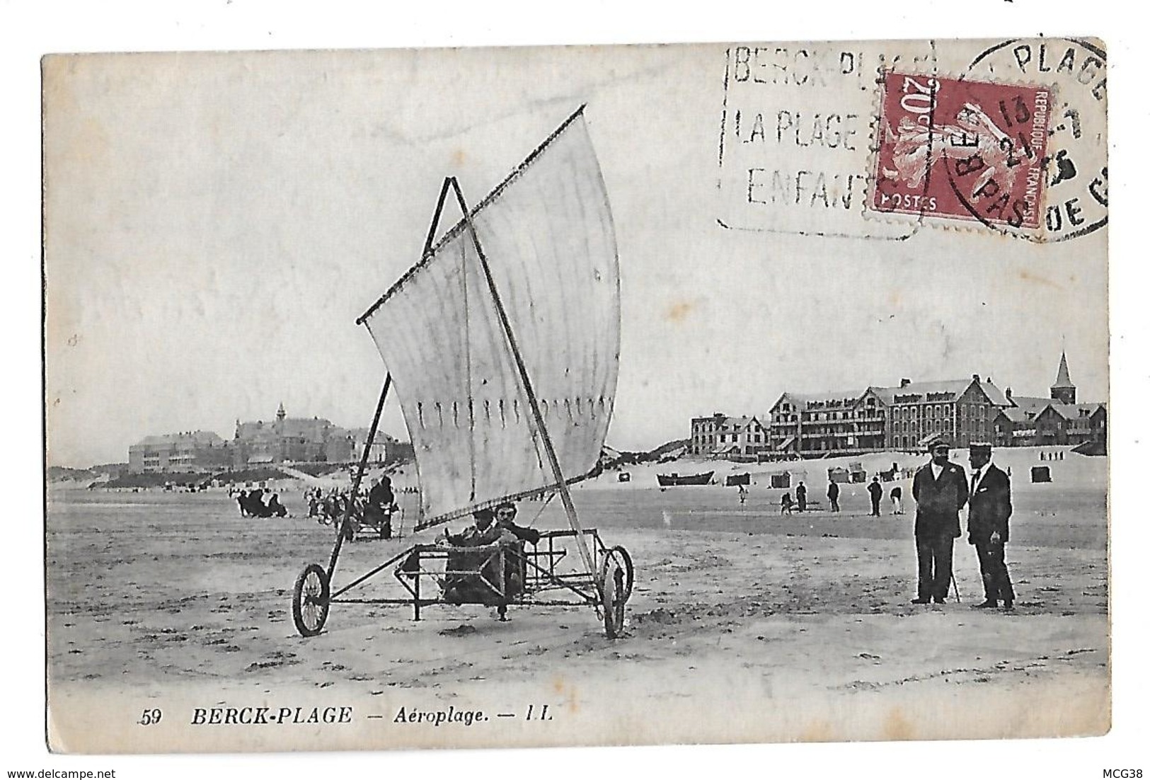 62  - CPA  De  BERCK  PLAGE  -  Aéroplage  En  1925    (  Animée ) - Berck