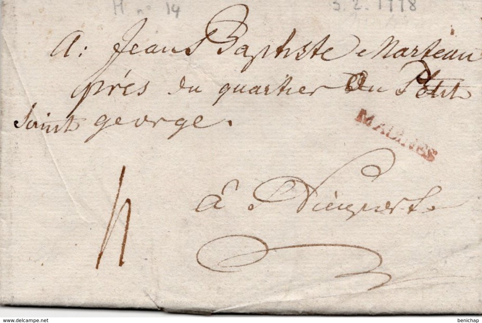 LAC DE 1778 - Assemblée Du Magistrat - Marquage Rouge De Malines - Destination Nieuport - 3 Février 1778. - 1714-1794 (Paises Bajos Austriacos)