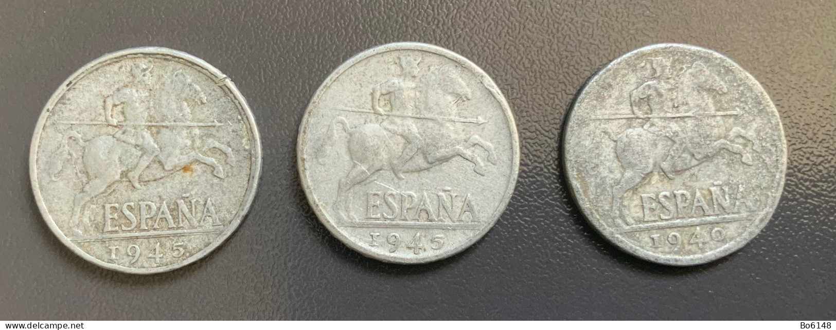 SPAGNA - ESPANA - 1940 E 1945  - 3 Monete 10 Cents - 10 Céntimos