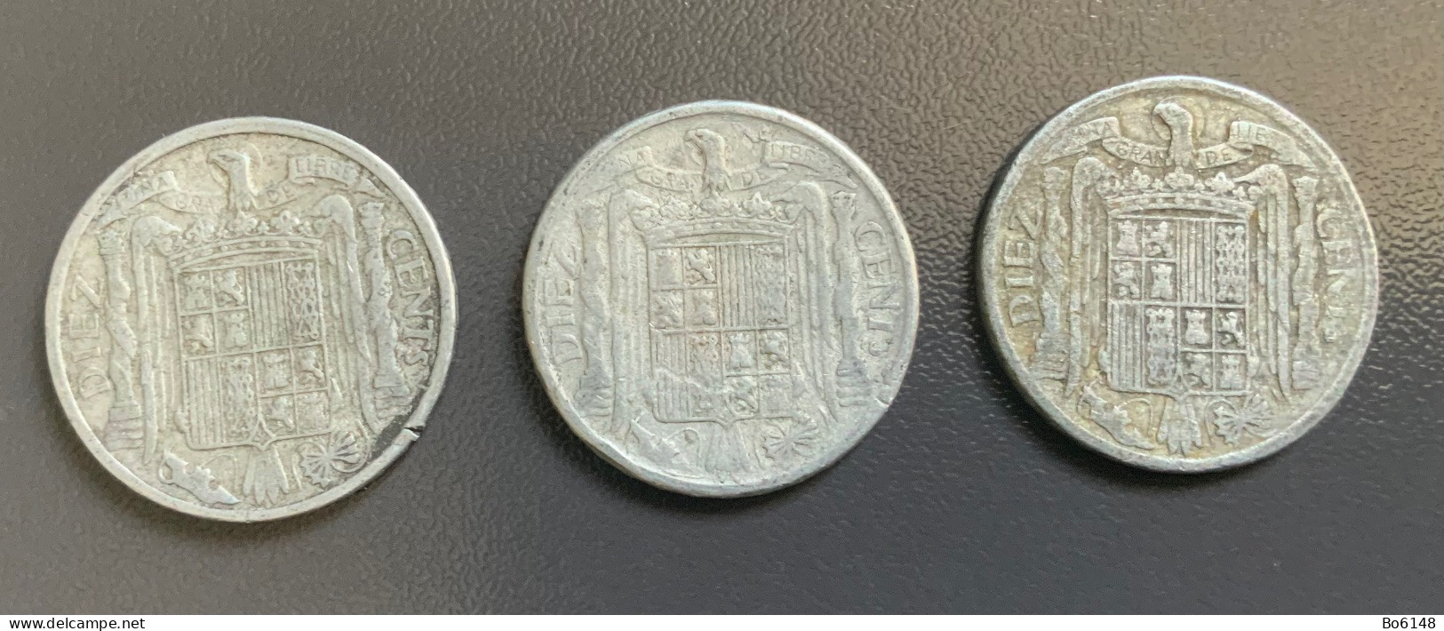 SPAGNA - ESPANA - 1940 E 1945  - 3 Monete 10 Cents - 10 Centiemen