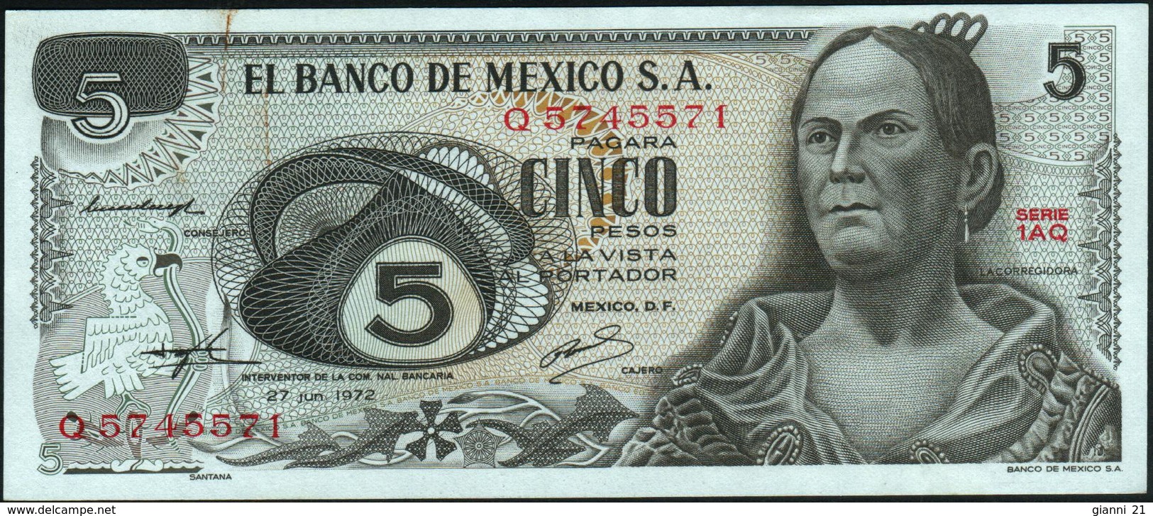 MEXICO - 5 Pesos 27.10.1971 {series 1AM-1AW} AU P.62 C(1) - Mexico