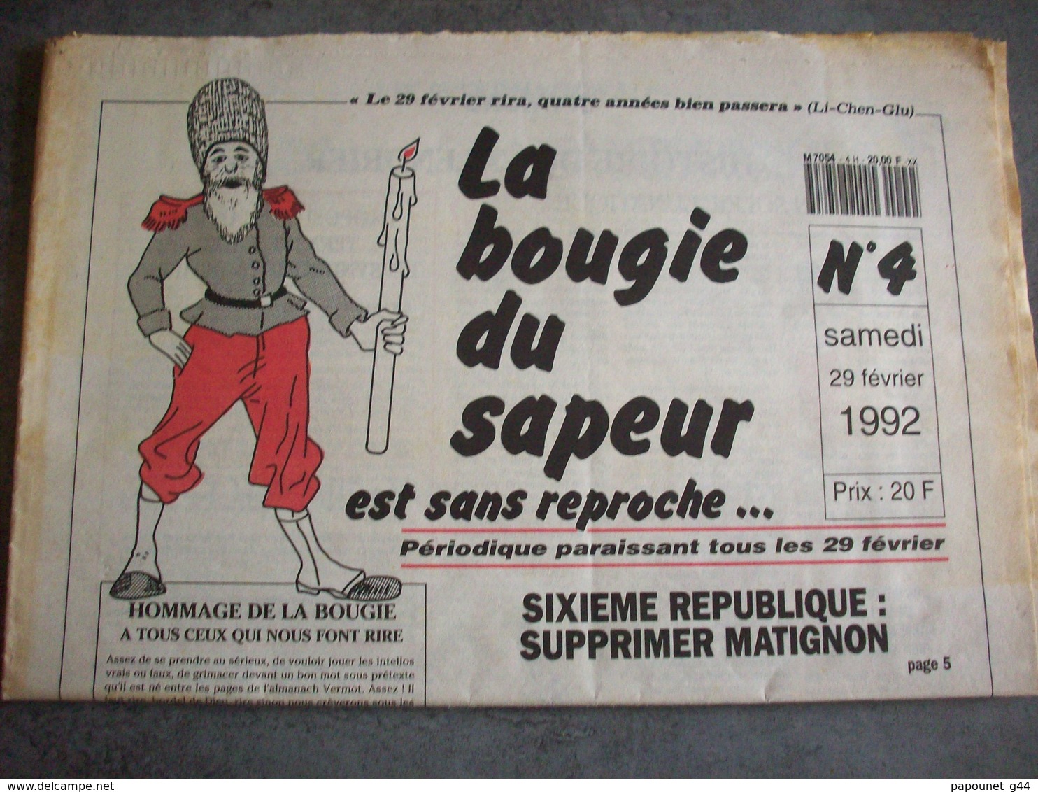 Journal 1992 ( La Bougie Du Sapeur ) N°4 - 1950 à Nos Jours