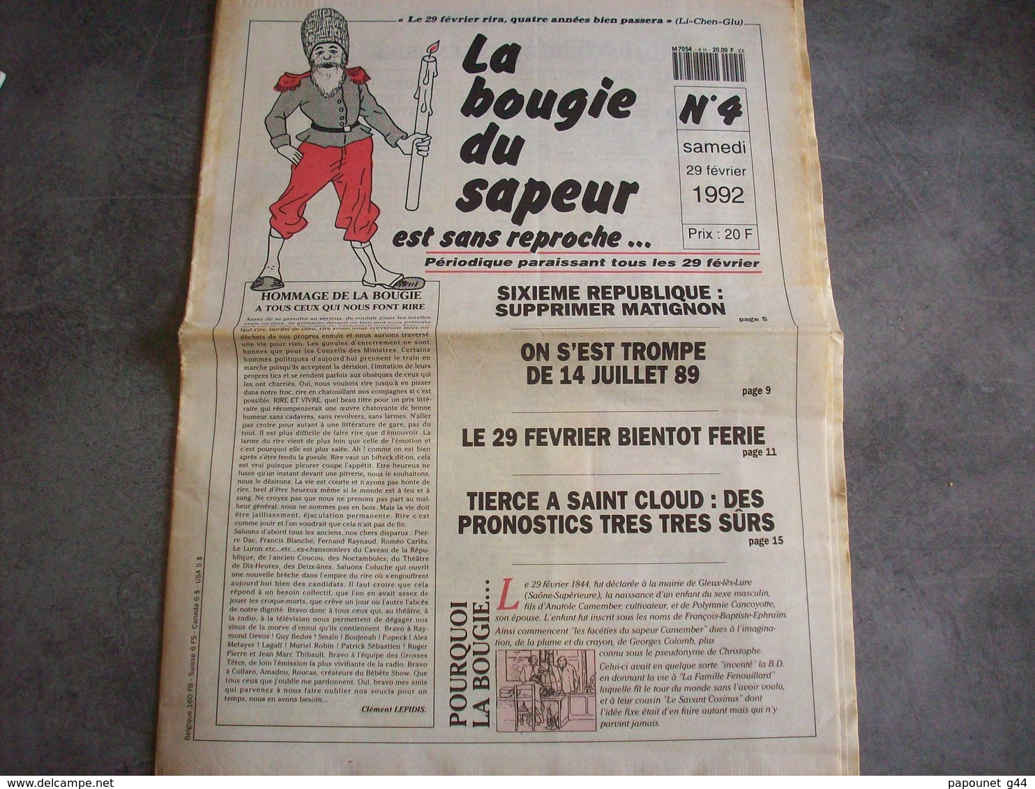 Journal 1992 ( La Bougie Du Sapeur ) N°4 - 1950 à Nos Jours