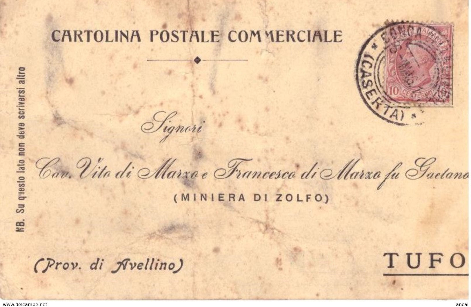 Conca Della Campania . 1917. Annullo Guller CONCA  DELLA CAMPANIA (CASERTA), Su Cartolina Postale - Storia Postale