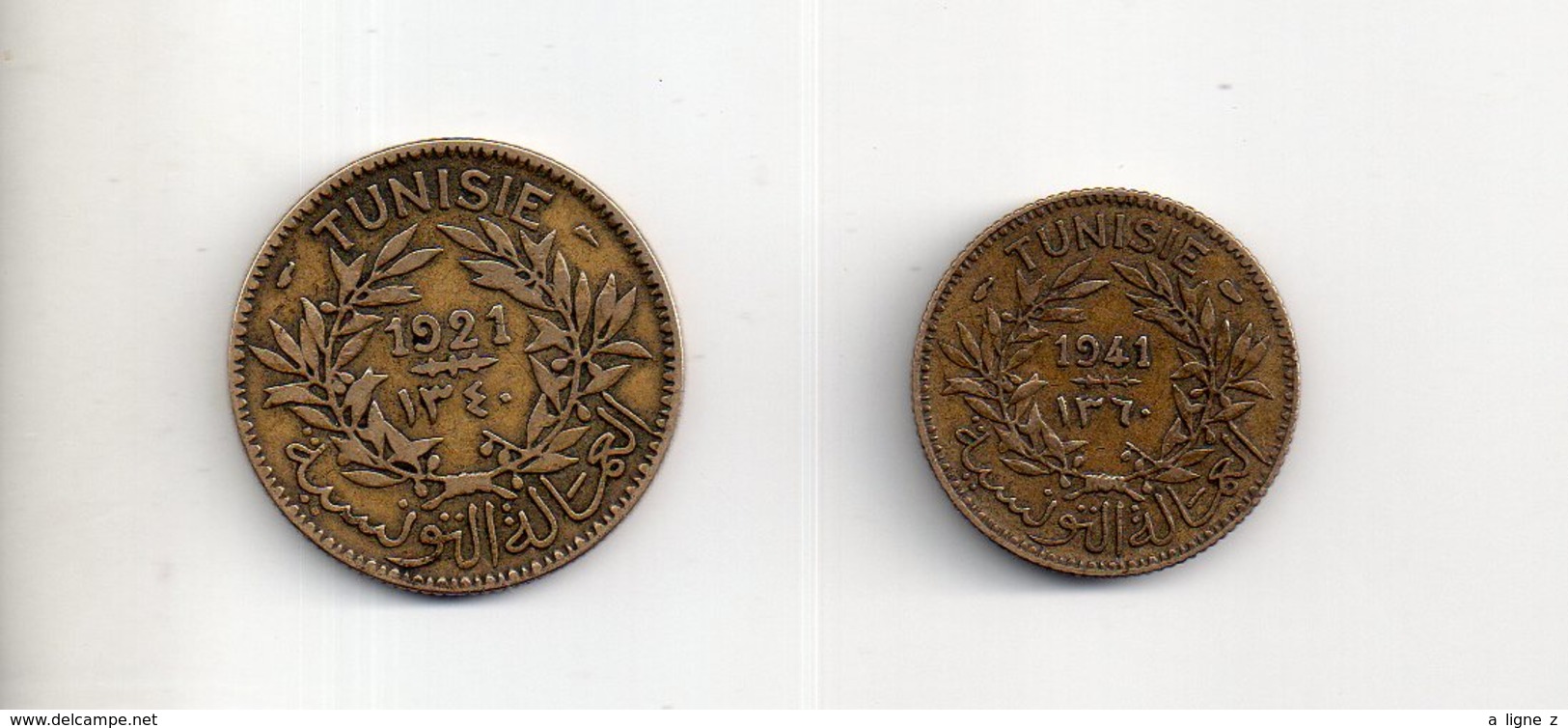 REF MON3  : Lot 2 Monnaie Monnaies Coin Tunisie Bon Pour 1 Franc 1941 Bon Pour 2 Francs 1921 - Tunisie