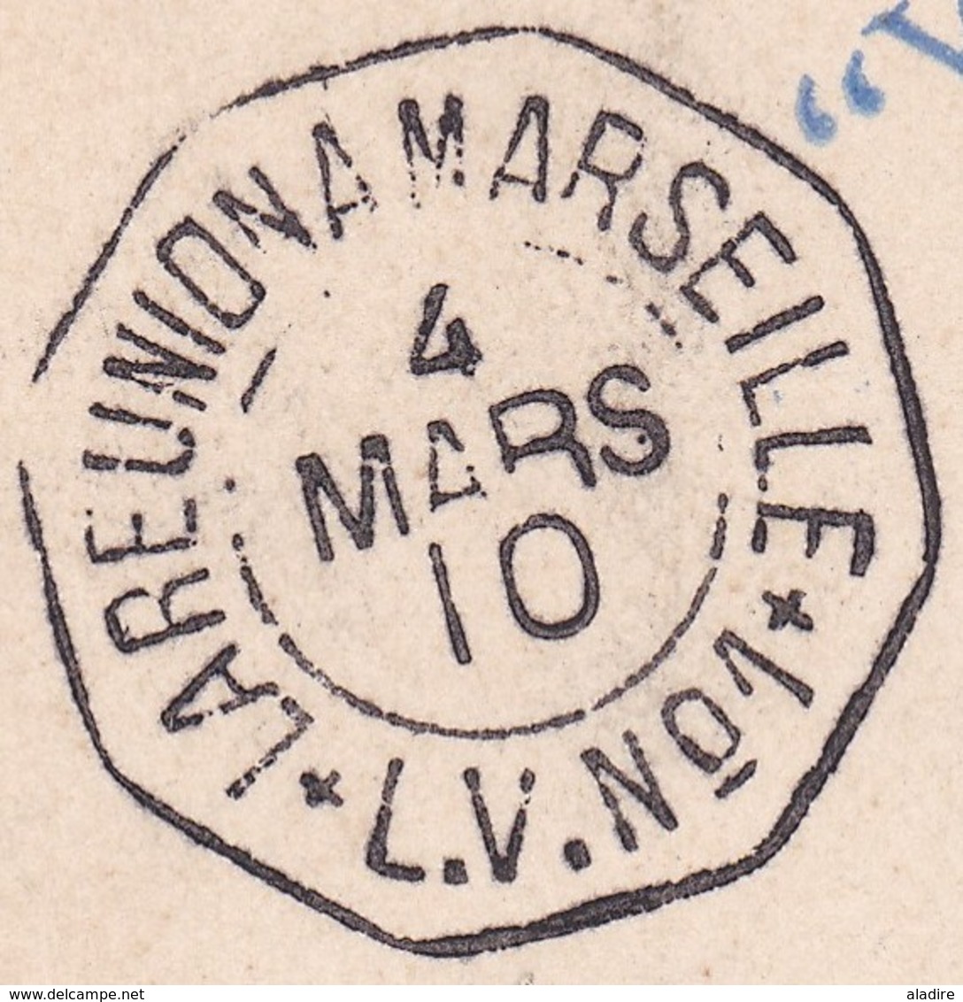 1910 - CP De La Pointe Des Galets (Le Port) Vers Paris - Paquebot Yarra - Ligne Réunion Marseille - L V N° 1 - Cartas & Documentos