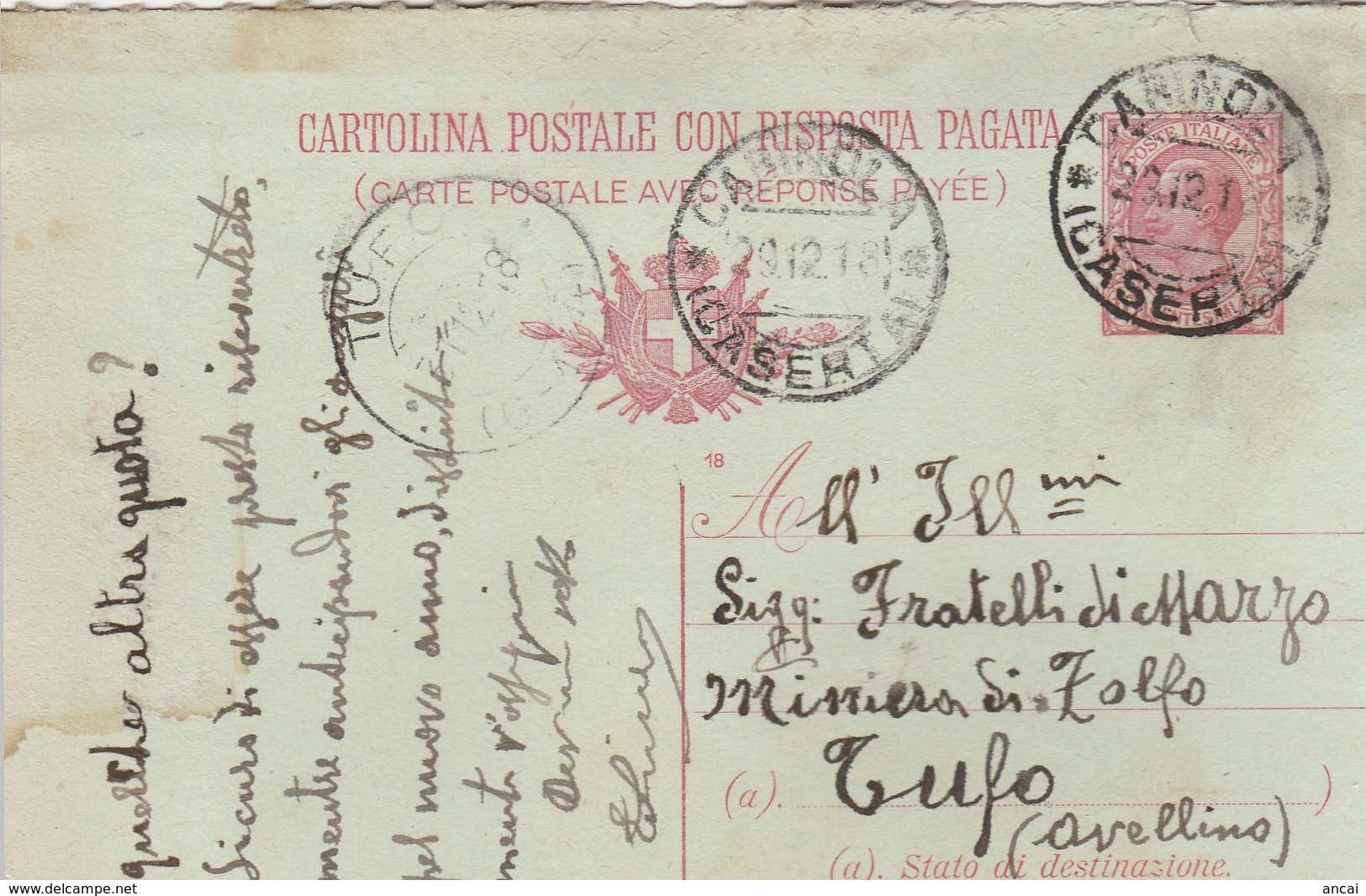 Carinola. 1918. Annullo Guller CARINOLA(CASERTA), Su Cartolina Postale - Storia Postale