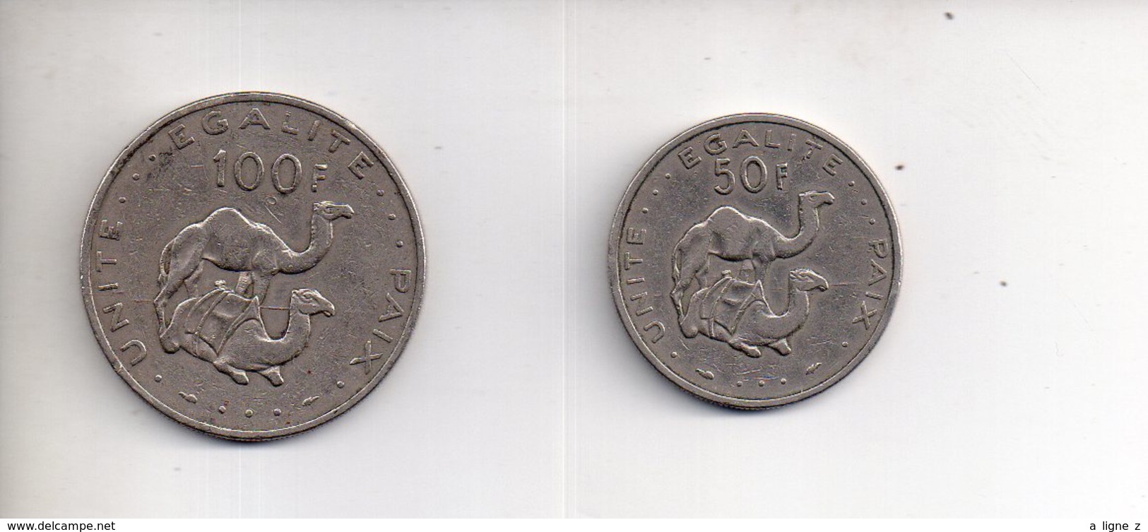 REF MON3  : 2 Monnaies Coin DJIBOUTI 50 Et 10 Francs 1977 - Dschibuti