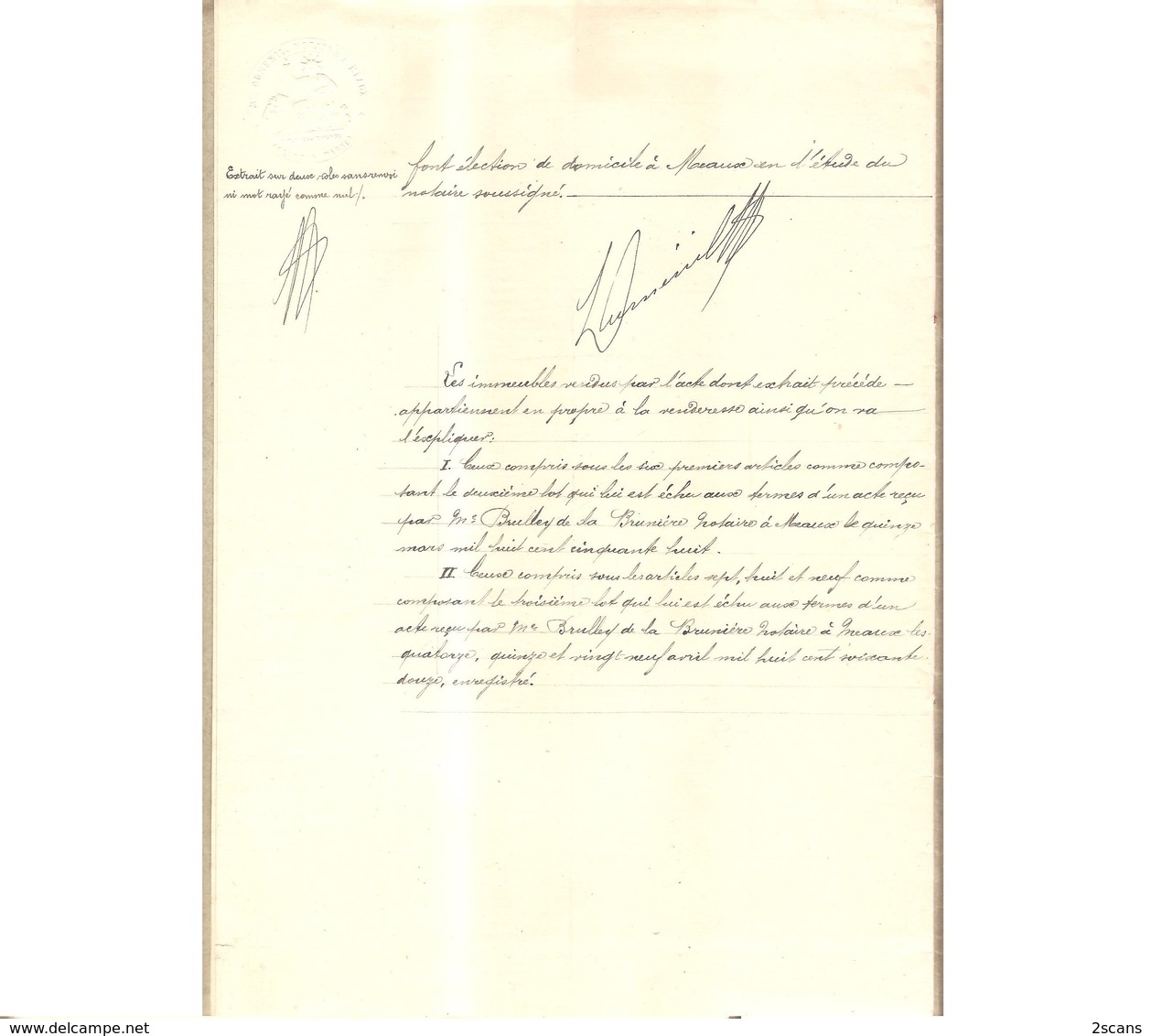 Dépt 77 - Vente Par Mme Vve LAUNAY (née GERMAIN) à M. Henri BOURETTE - (24 Juin 1895) - Villenoy, Mareuil-lès-Meaux - Villenoy