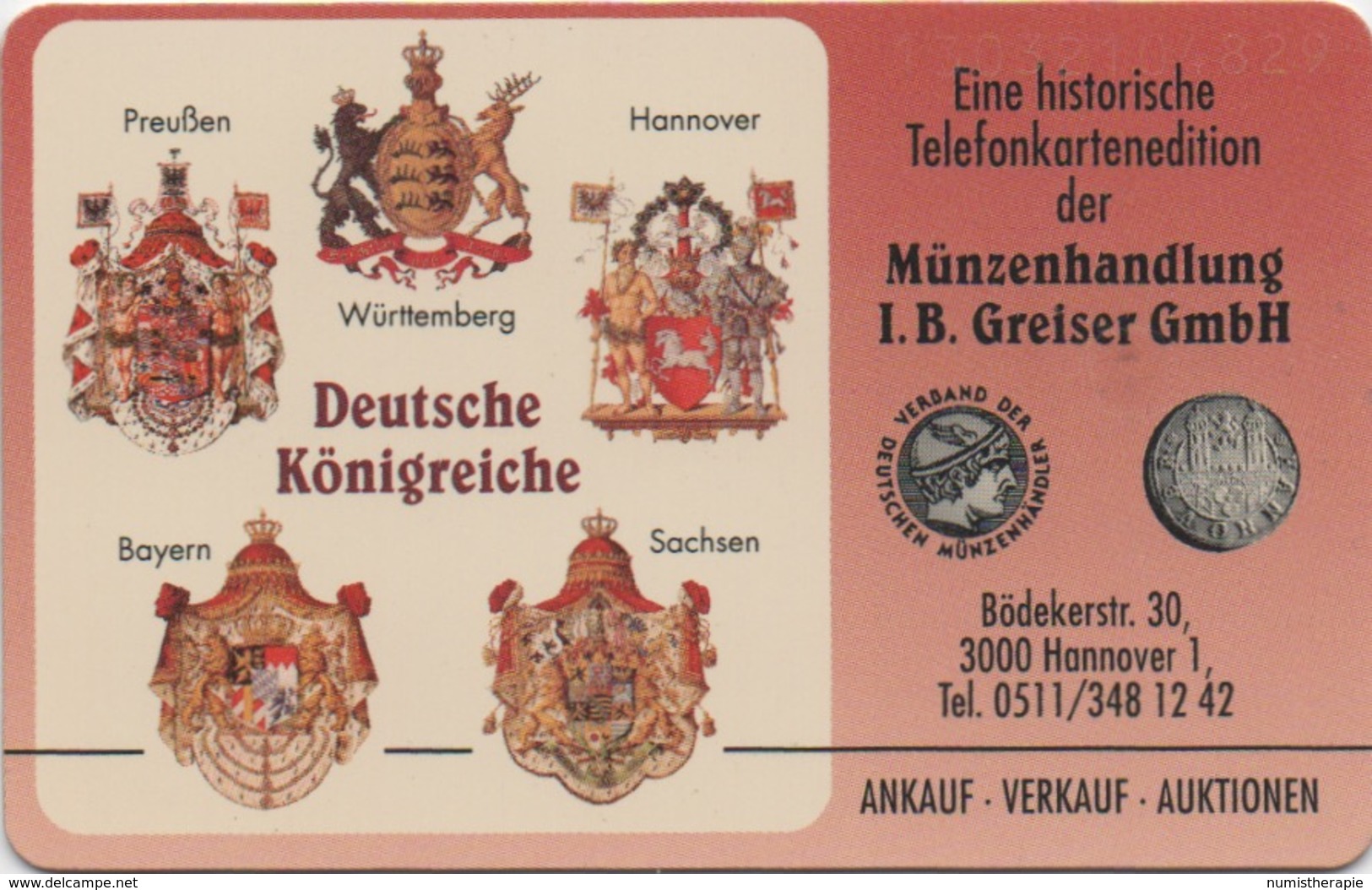 Télécarte Allemagne : Roi Ernst-August De Hannover - Briefmarken & Münzen