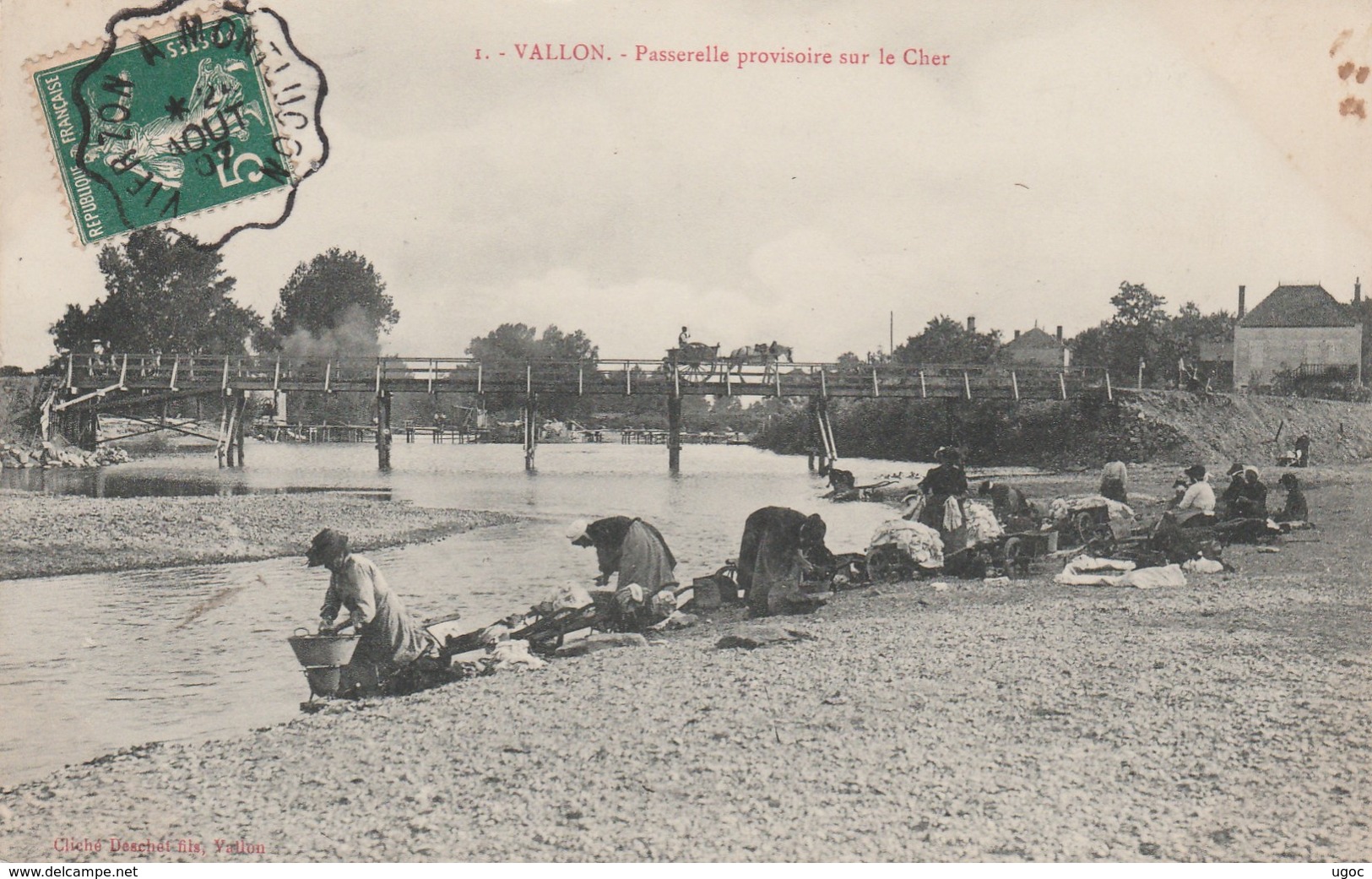 CPA - 03 - VALLON-EN-SULLY - Passerelle Provisoire Sur Le Cher -  015 - Autres & Non Classés