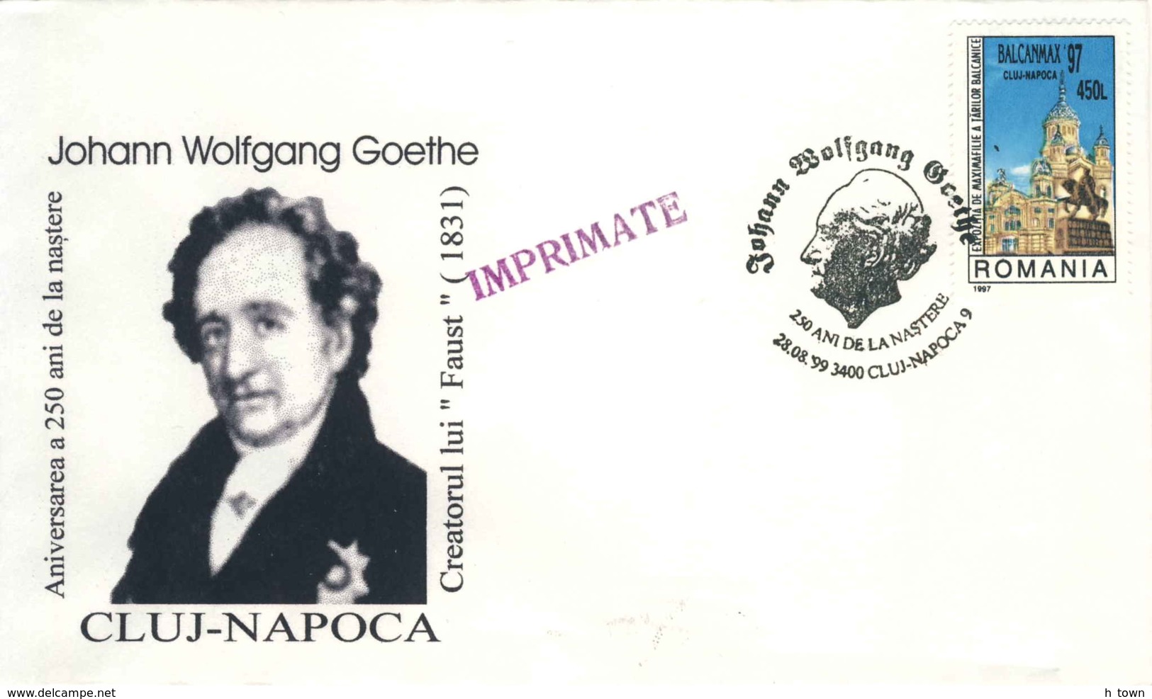 952  Johann Wolfgang Goethe, Romancier, Dramaturge, Poète: Oblit. Temp. 1999 - German Writer And Statesman - Schriftsteller