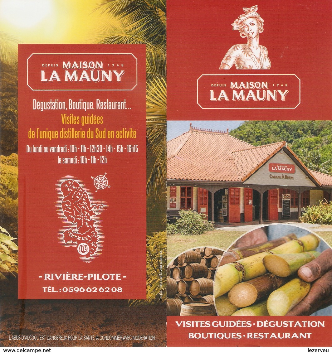 MARTINIQUE DISTILLERIE RHUMERIE LA MAUNY DEPLIANT PUBLICITAIRE RESTAURANT  RHUM RIVIERE PILOTE - Alcohols