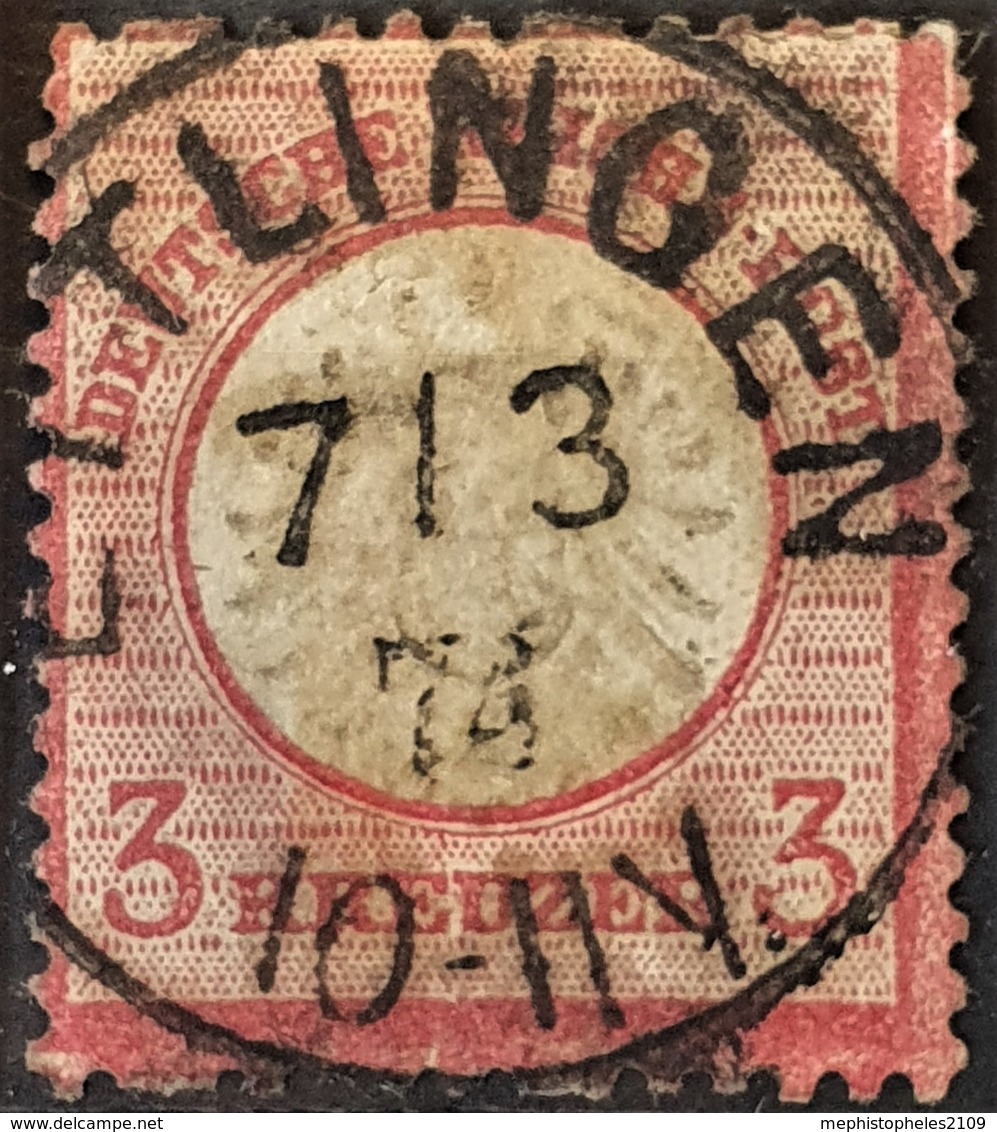 DEUTSCHES REICH 1872 - ETTLINGEN Cancel - Mi 25 - 3kr - Grosses Brustschild - Oblitérés