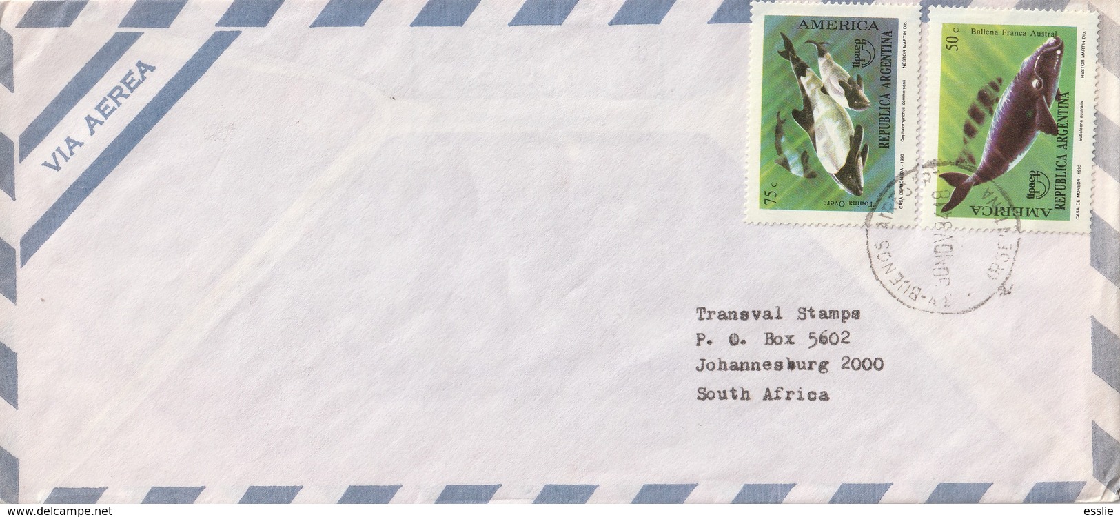 Argentina Cover South Africa - 1993 - Whales Upaep - Storia Postale