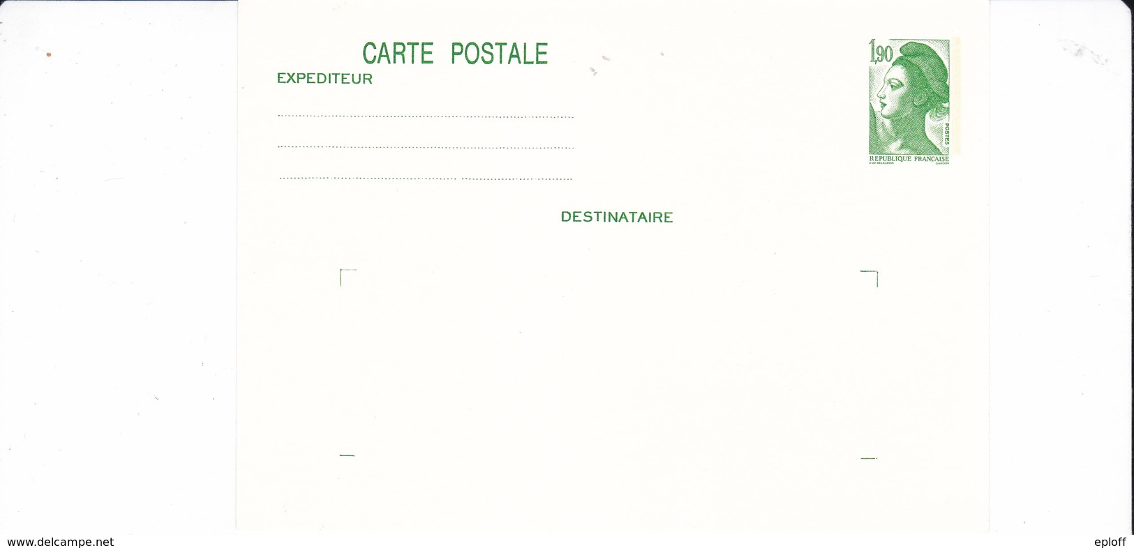 FRANCE      Entier Postal   Type  Liberté De Gandon  1.90Frs - Sobres Transplantados (antes 1995)