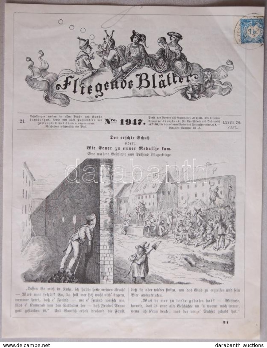 1882 Fliegende Blätter ívszéles 1kr Hírlapilleték Bélyeggel, Soproni Hírlapkiadó Bélyegzéssel - Sonstige & Ohne Zuordnung