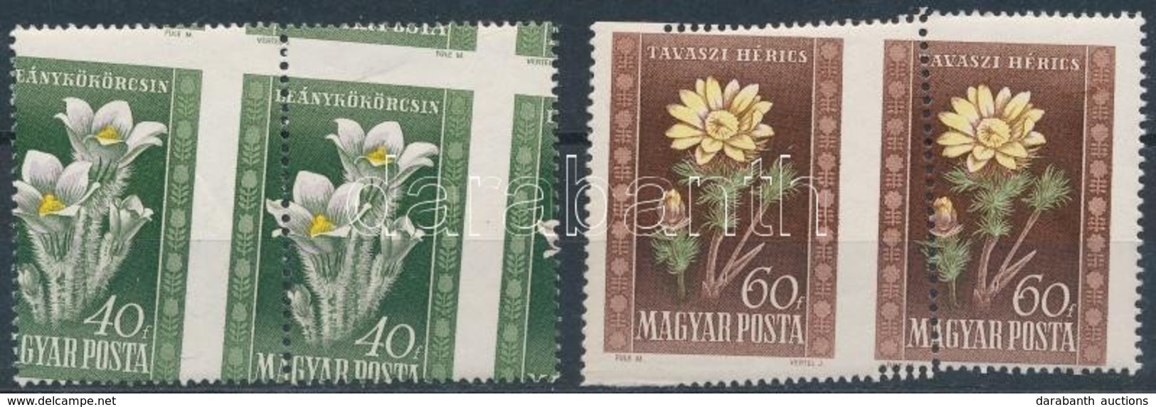 ** 1950 Virág (I.) 40f, 60f Párok Képbe Fogazva - Sonstige & Ohne Zuordnung