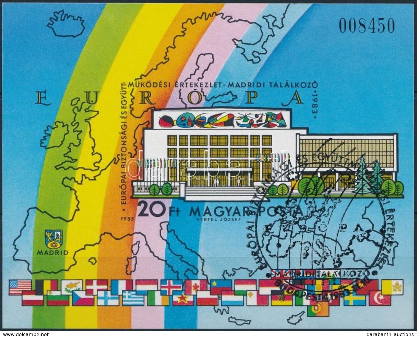 O 1983 Európai Biztonsági és Együttműködési Értekezlet (VII.) - Madrid Vágott Blokk (4.000) - Altri & Non Classificati