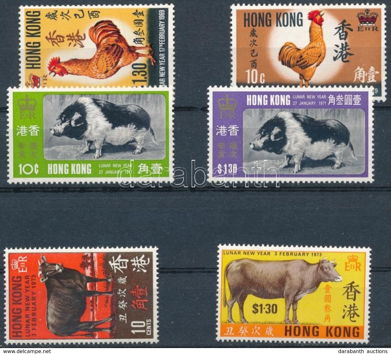 ** Hongkong 1969-1973 Mi 242-243 + 253-254 + 266-267 (Mi EUR 165.-) - Sonstige & Ohne Zuordnung